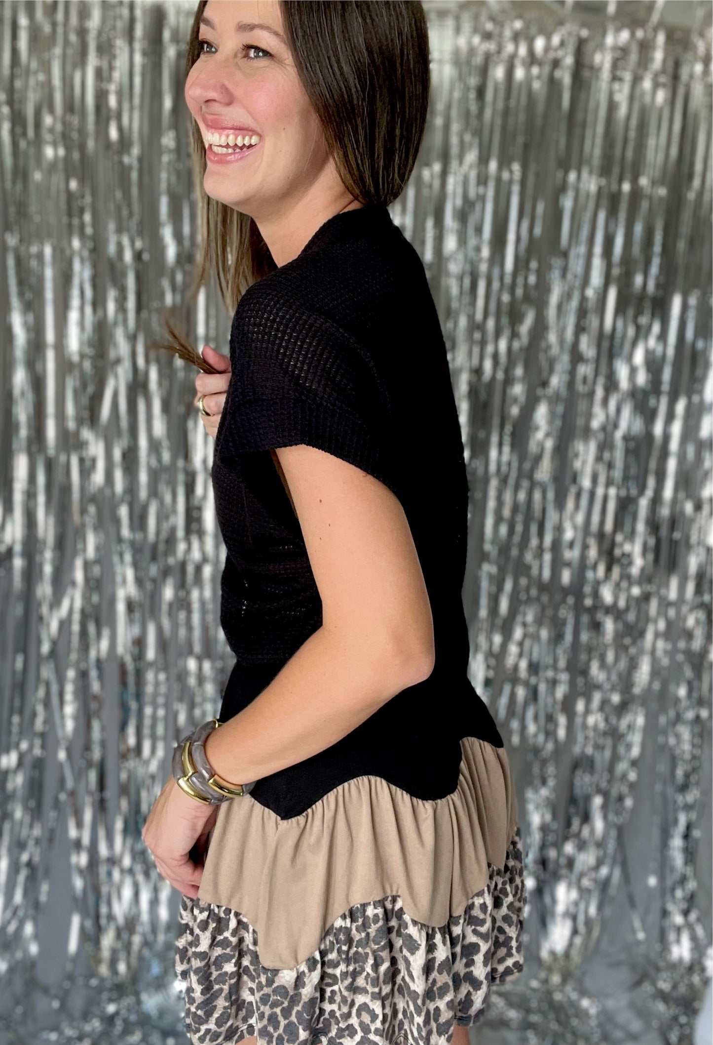 Black Front Twist Top