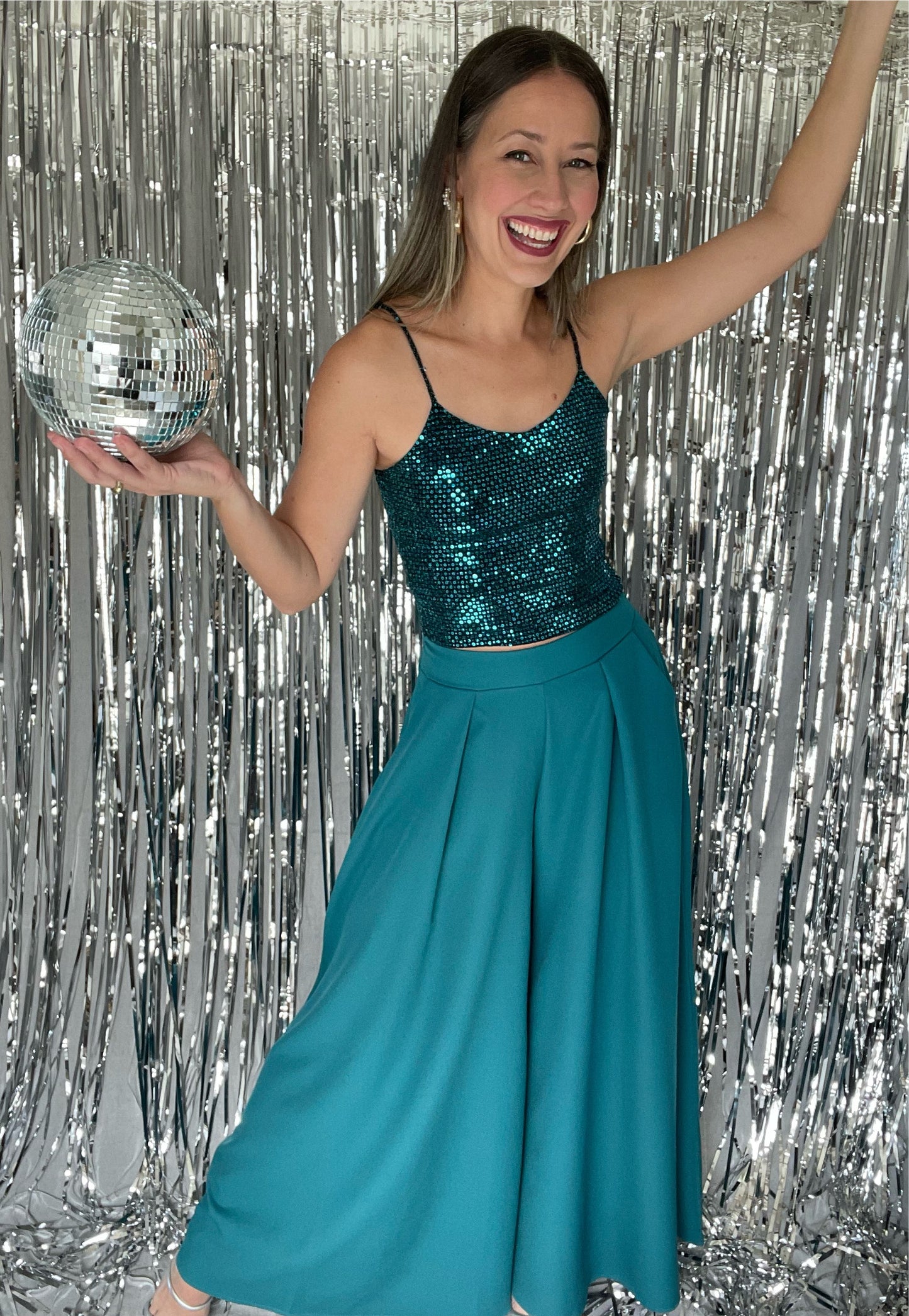 Emerald Glittery Crop Top