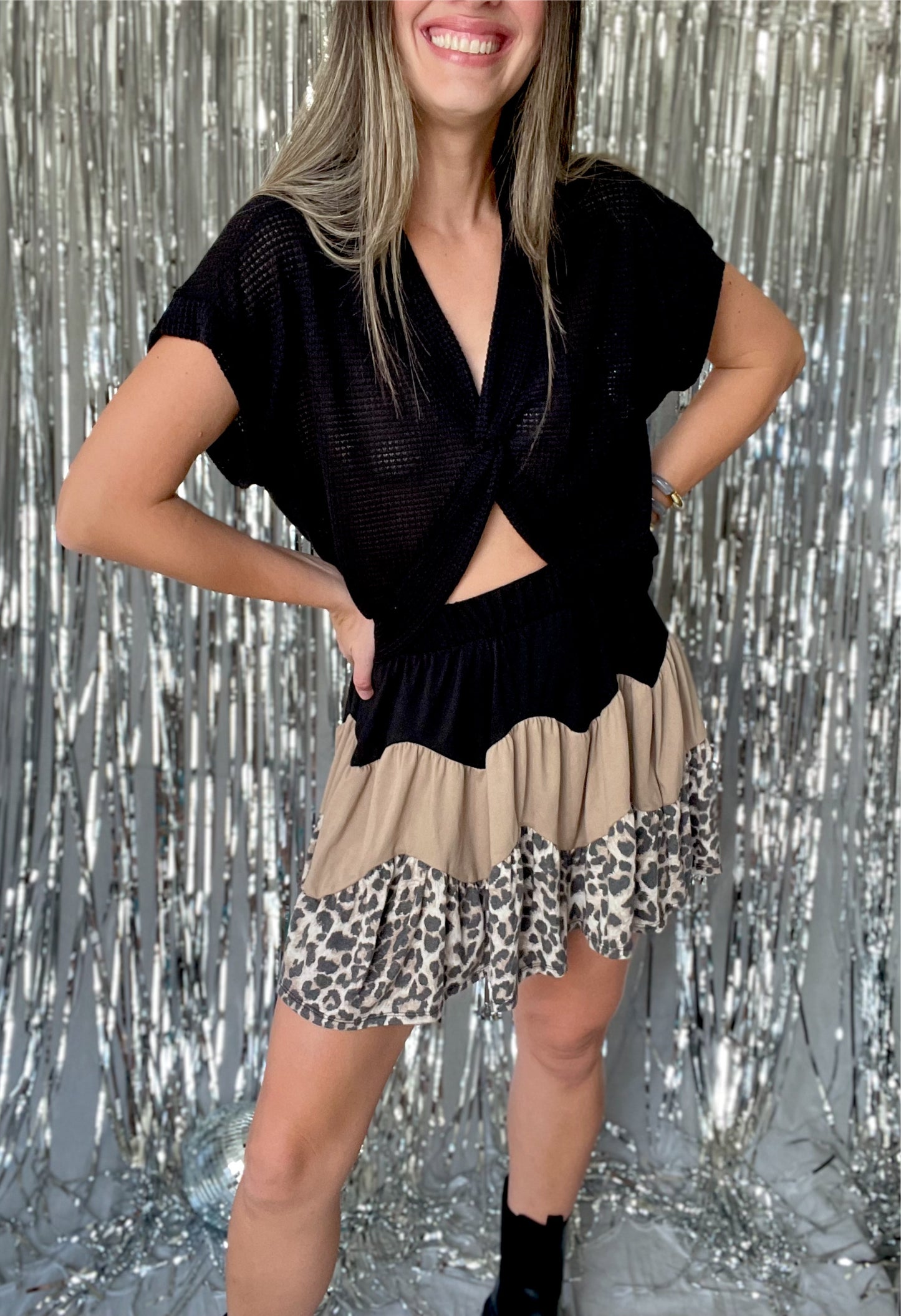 Black Front Twist Top
