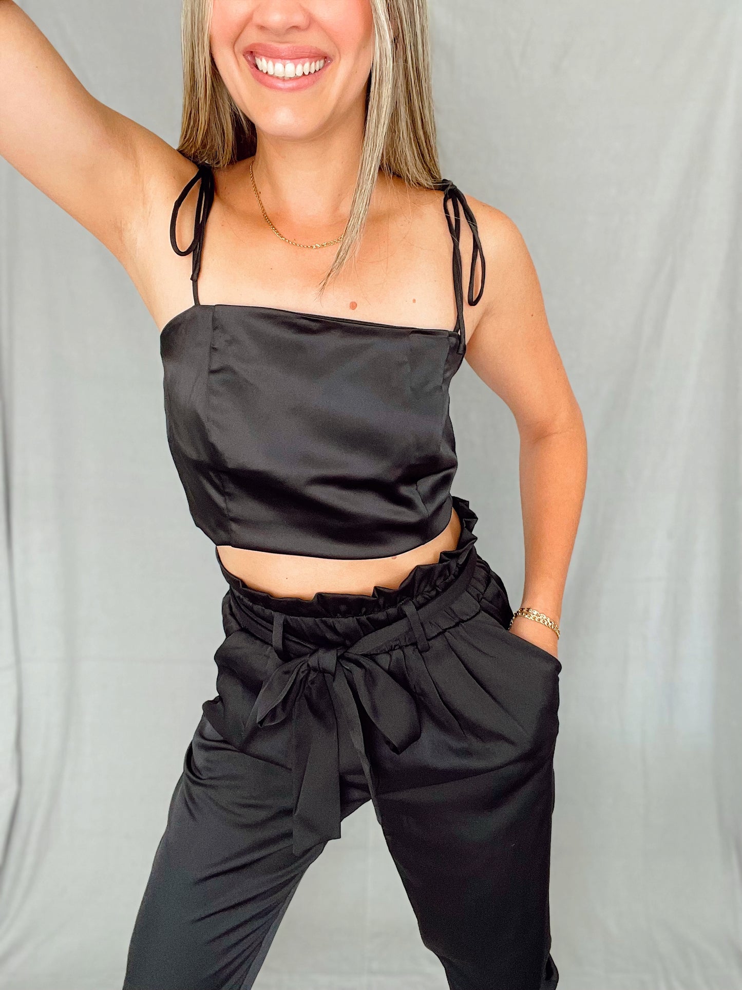 Black Satin Top