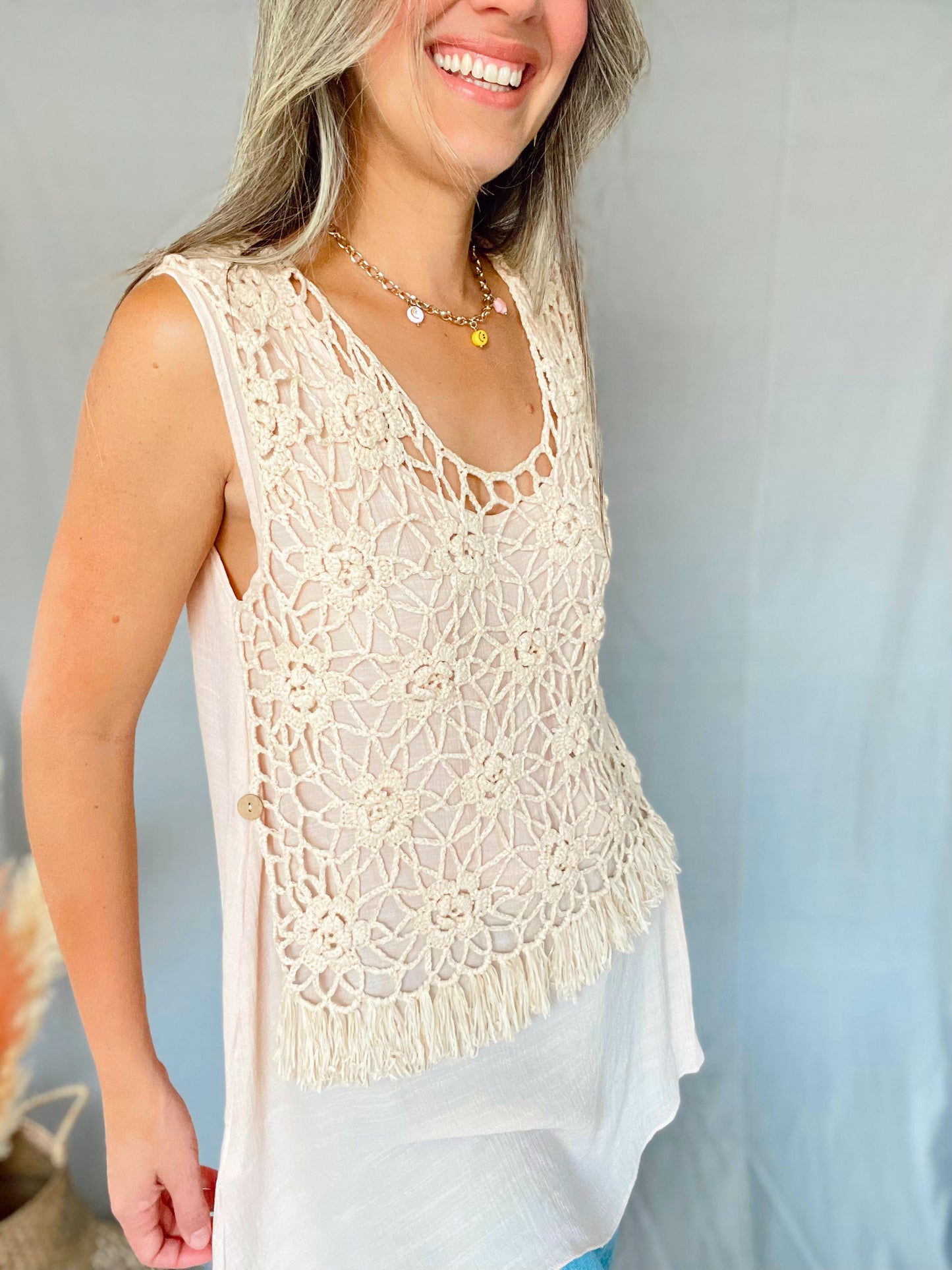 Nelly Peach Crochet Top