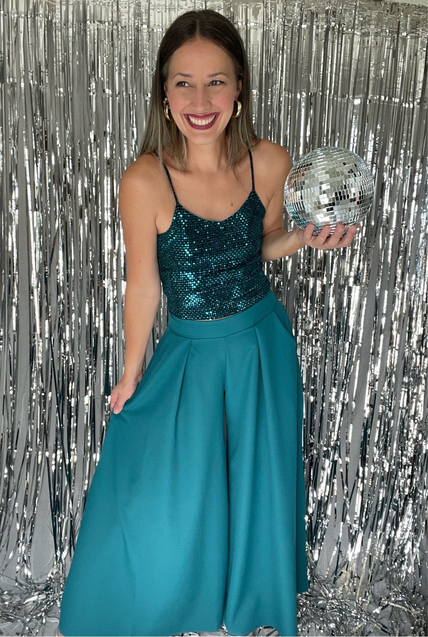 Emerald Glittery Crop Top