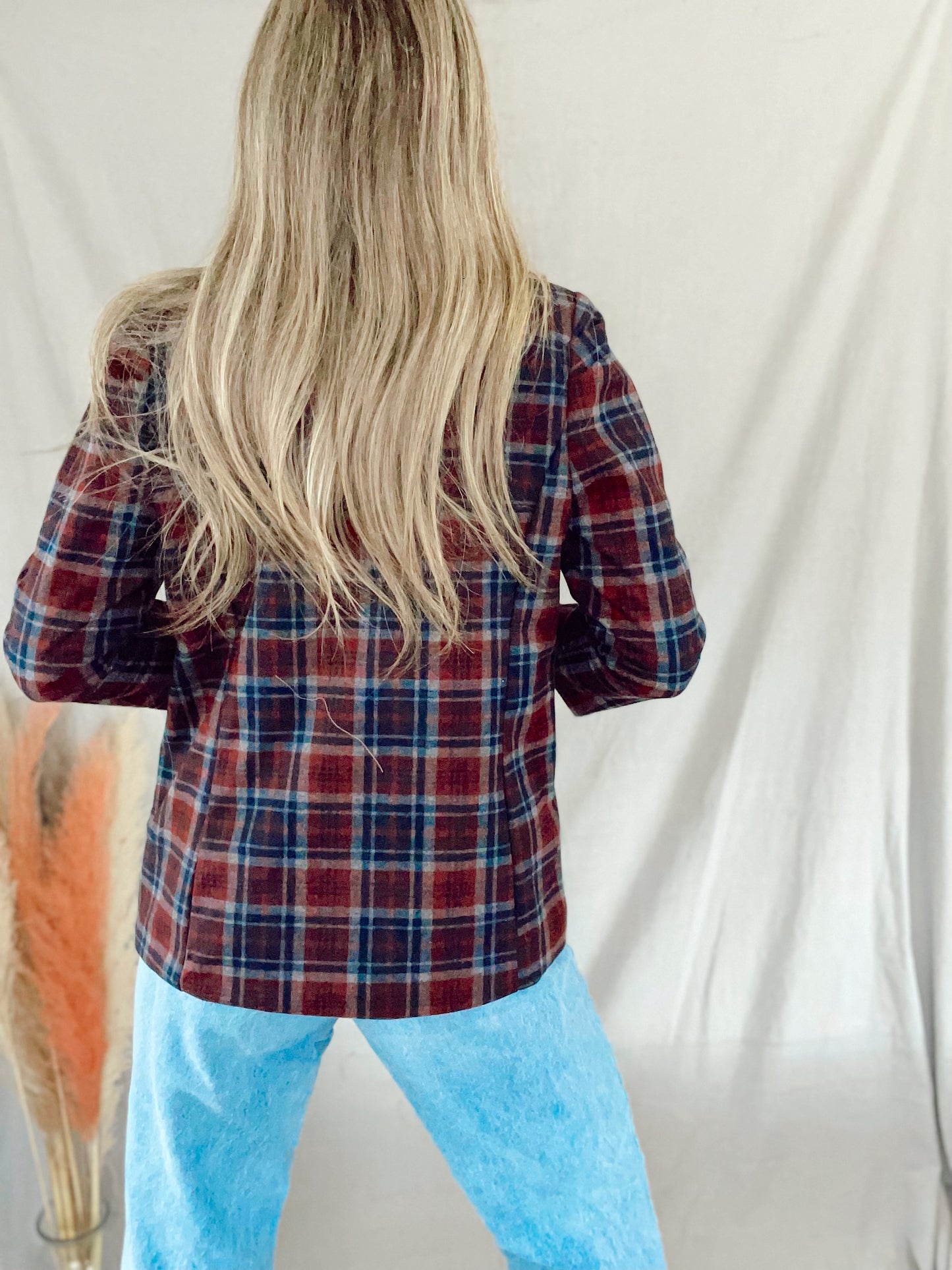 Samara Burgundy Plaid Blazer