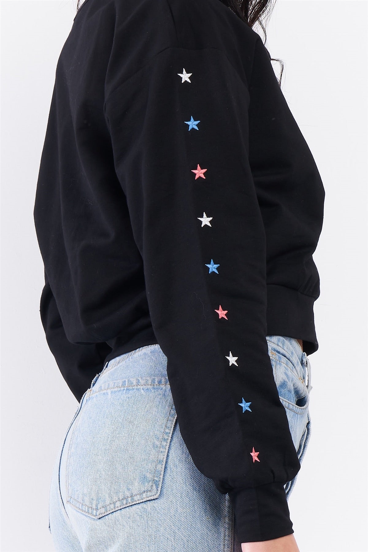 Black Star Crop Sweatshirt