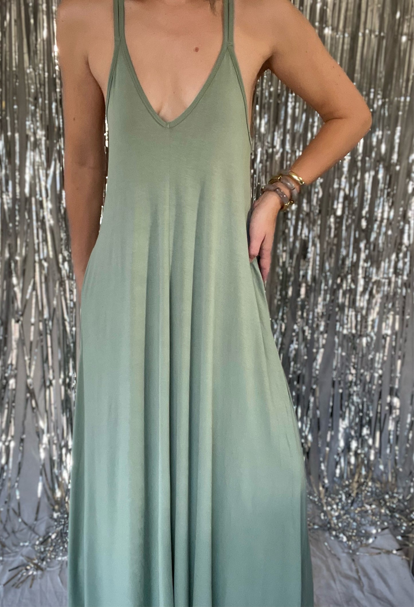 Sage Spaghetti Maxi Dress
