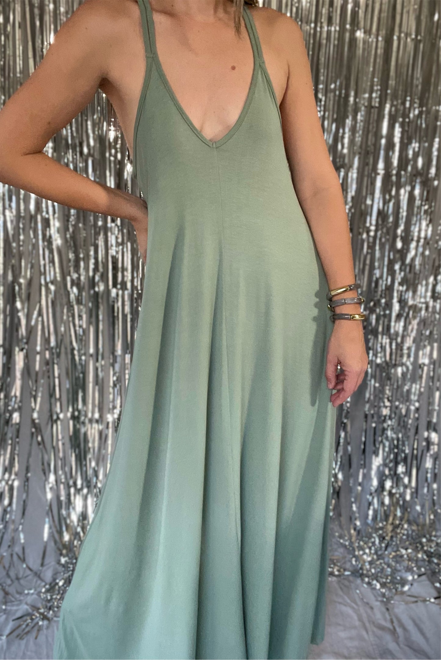 Sage Spaghetti Maxi Dress