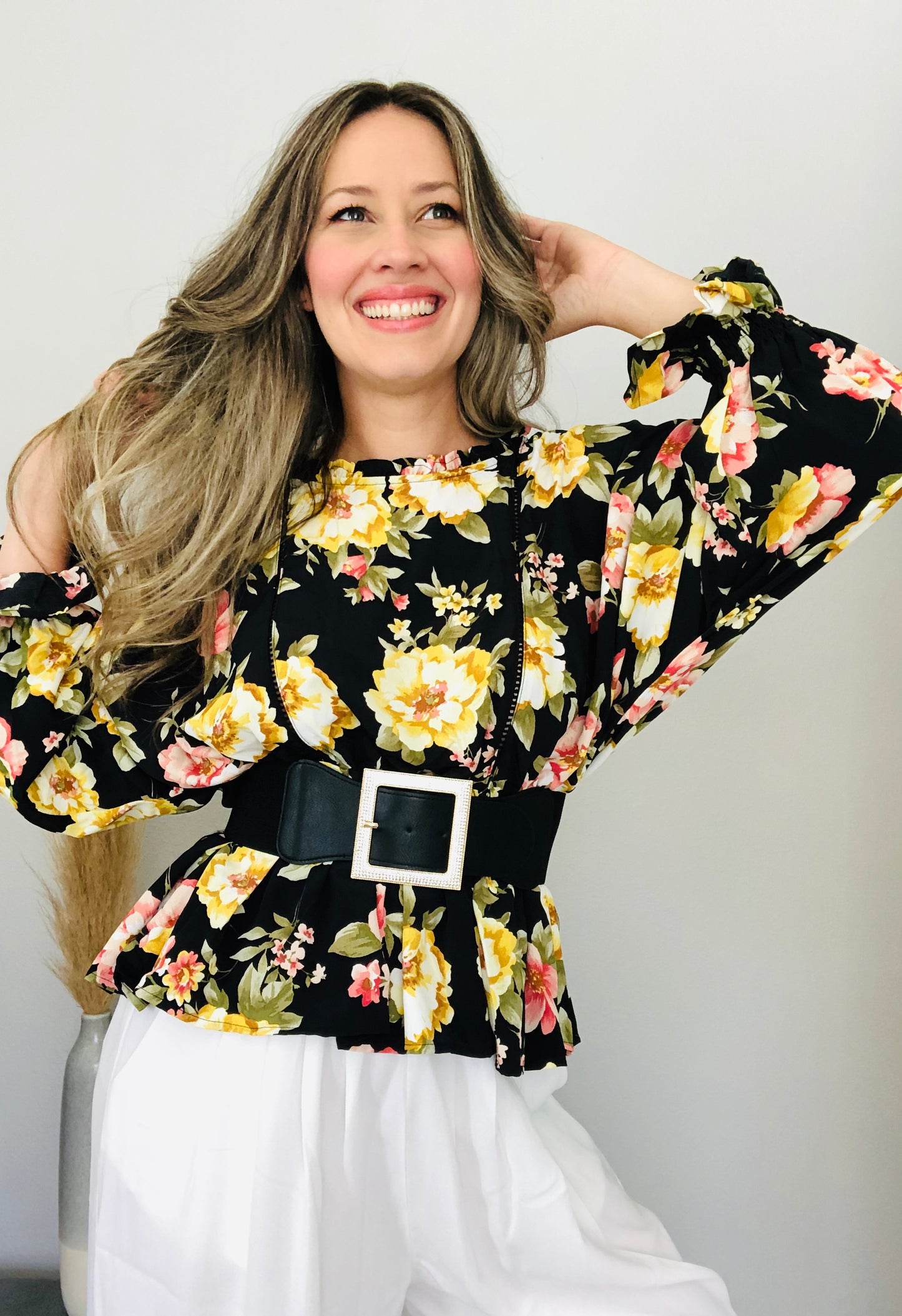 Celina Black Floral Top
