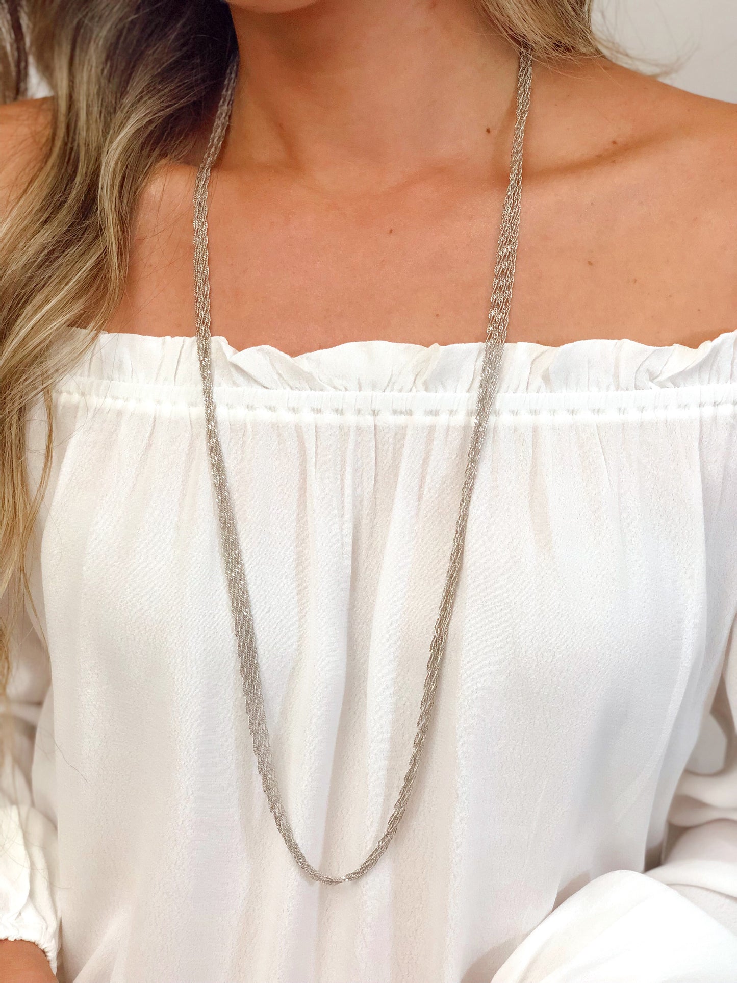Silver Multi Chain Twisted Necklace