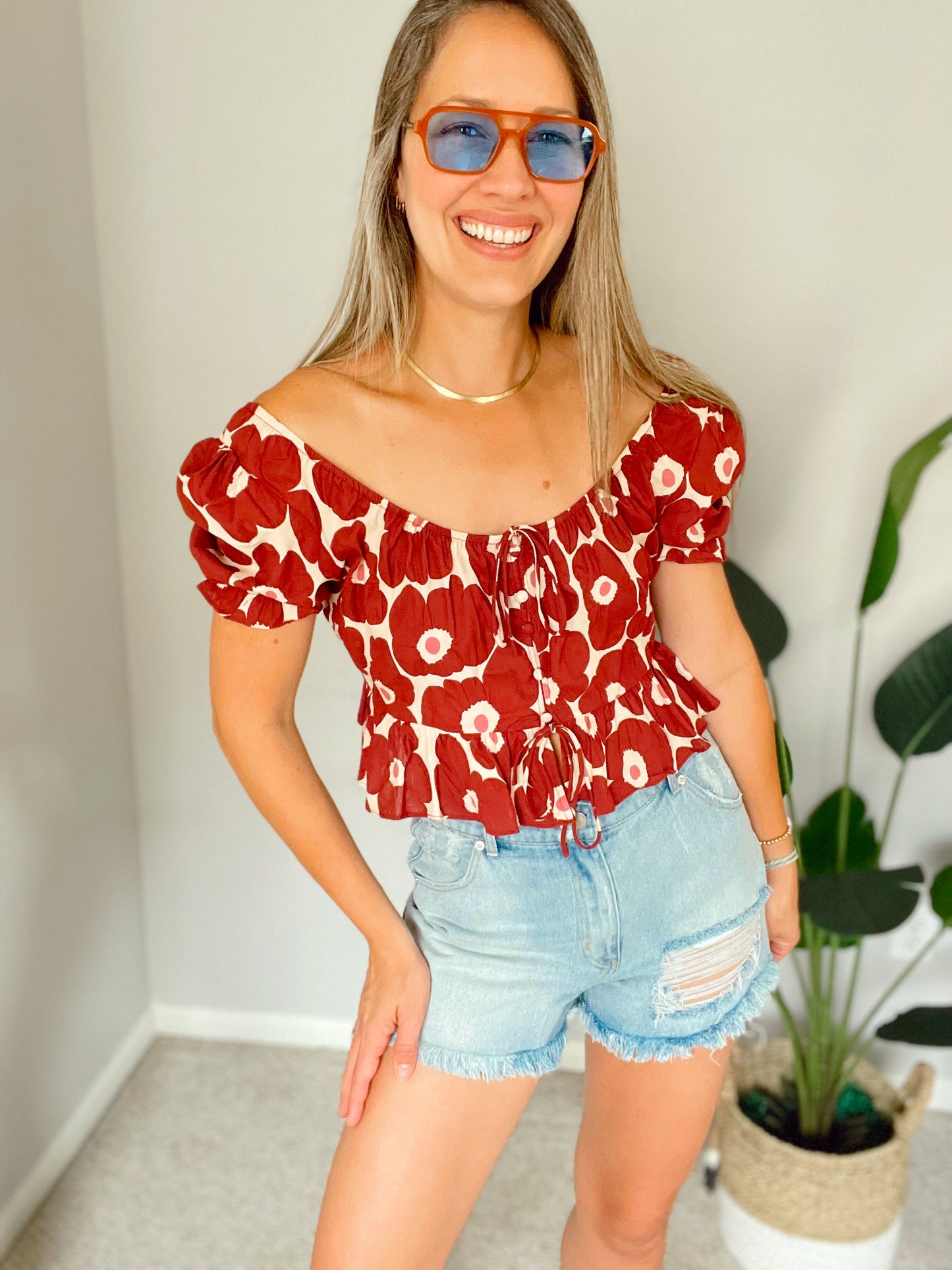 Distressed Denim Shorts
