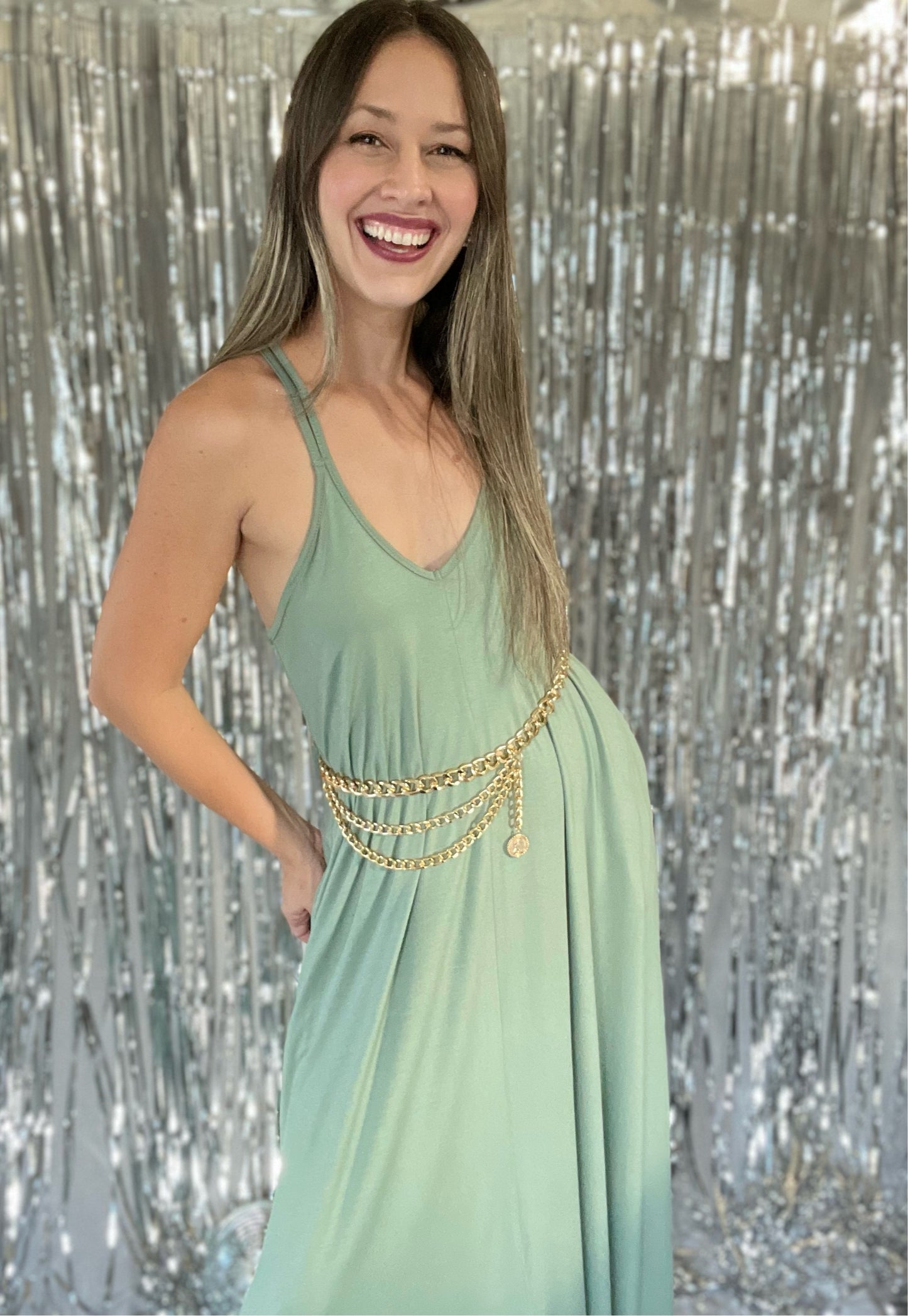 Sage Spaghetti Maxi Dress
