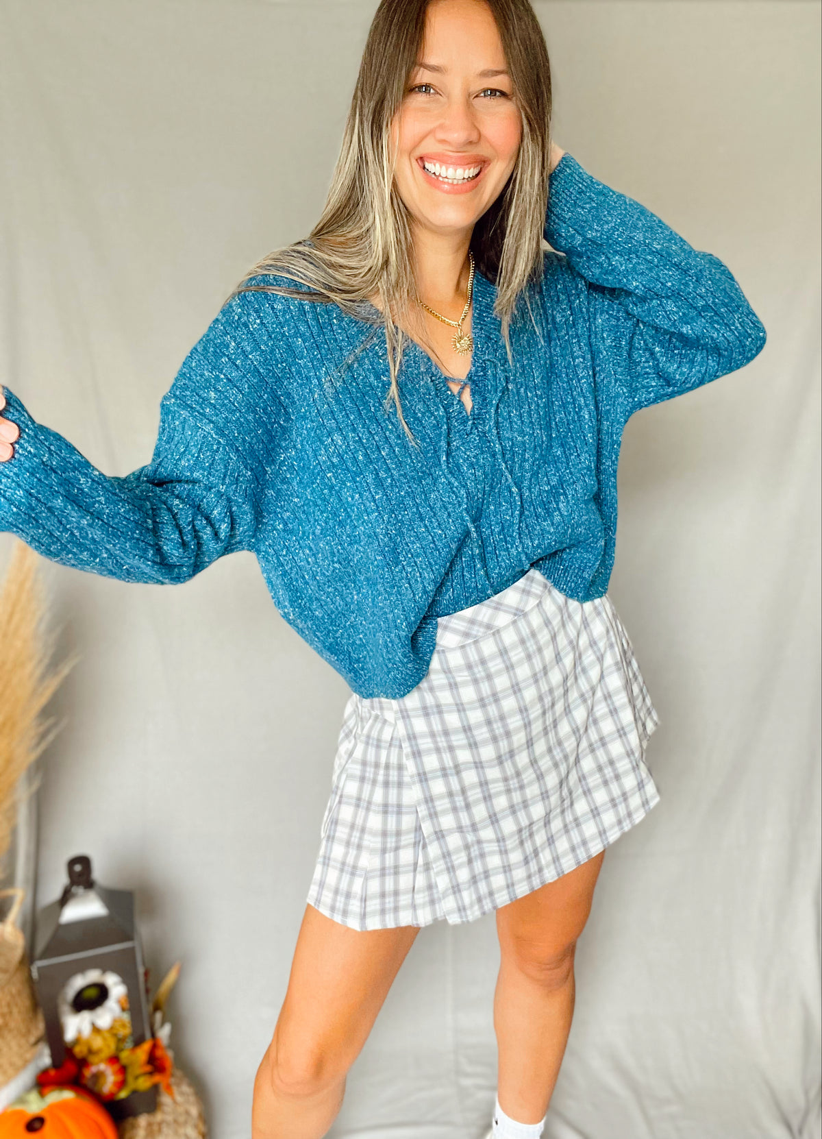 Teal V Neck Sweater