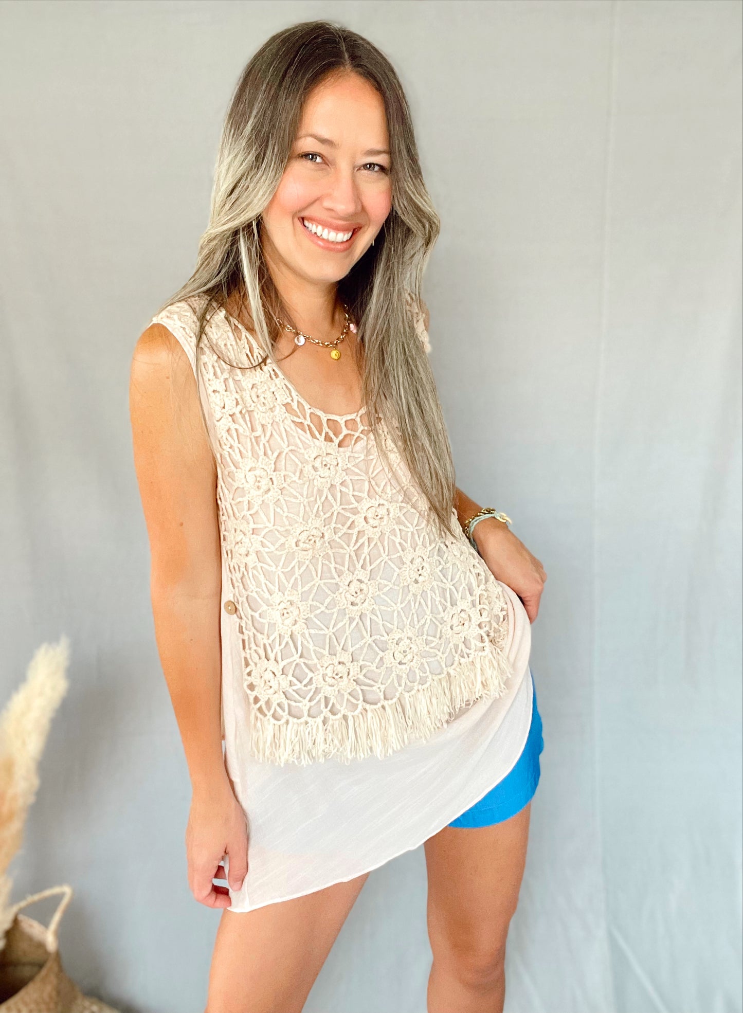 Nelly Peach Crochet Top