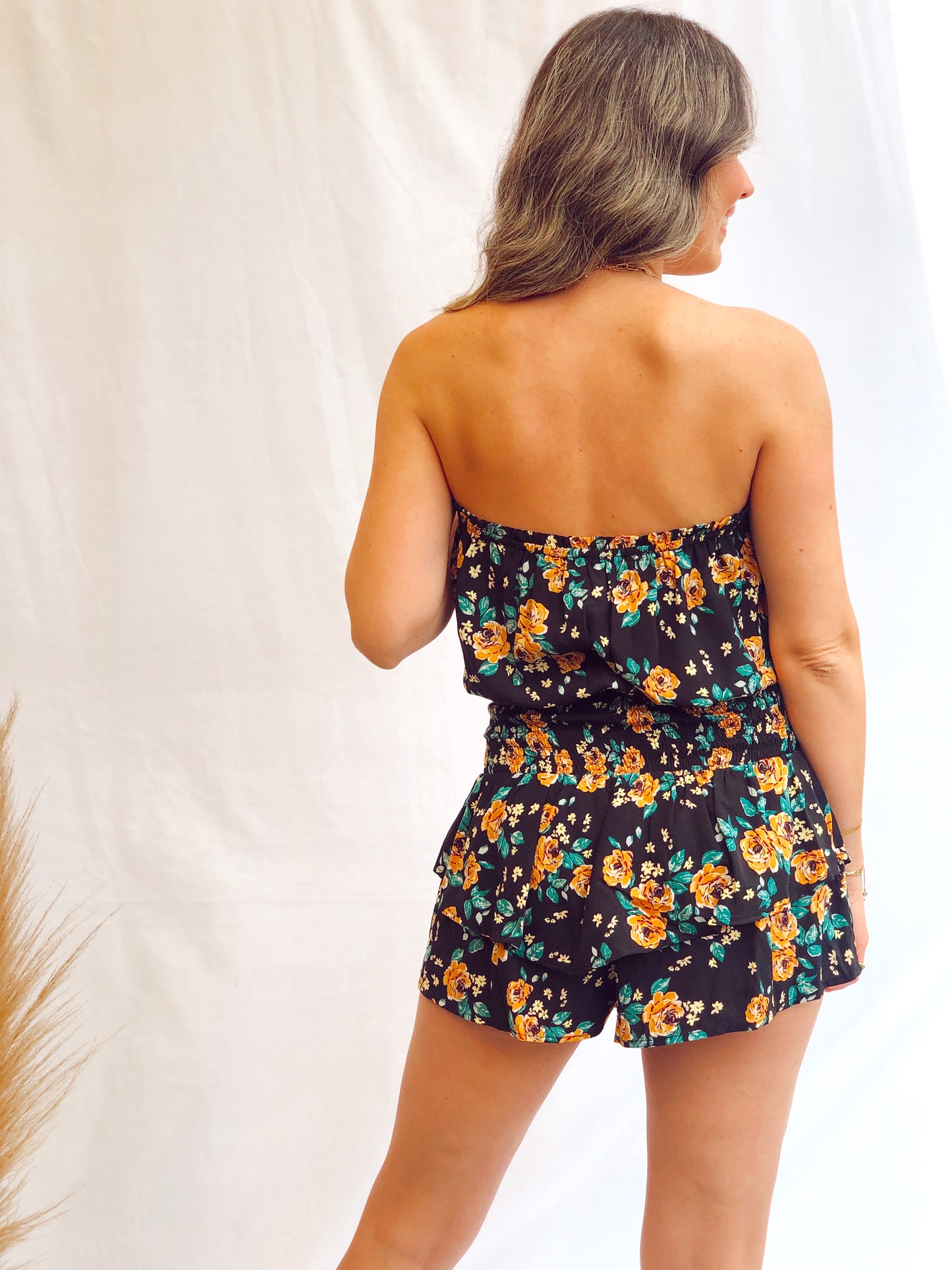 Black Floral Romper
