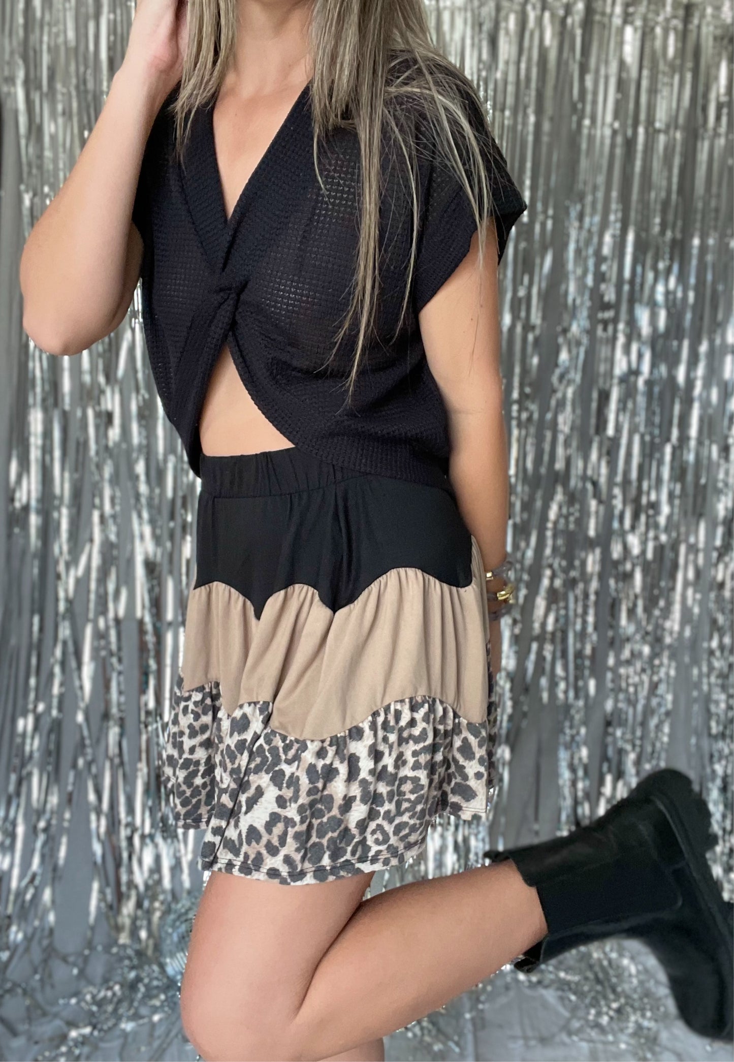 Black Front Twist Top