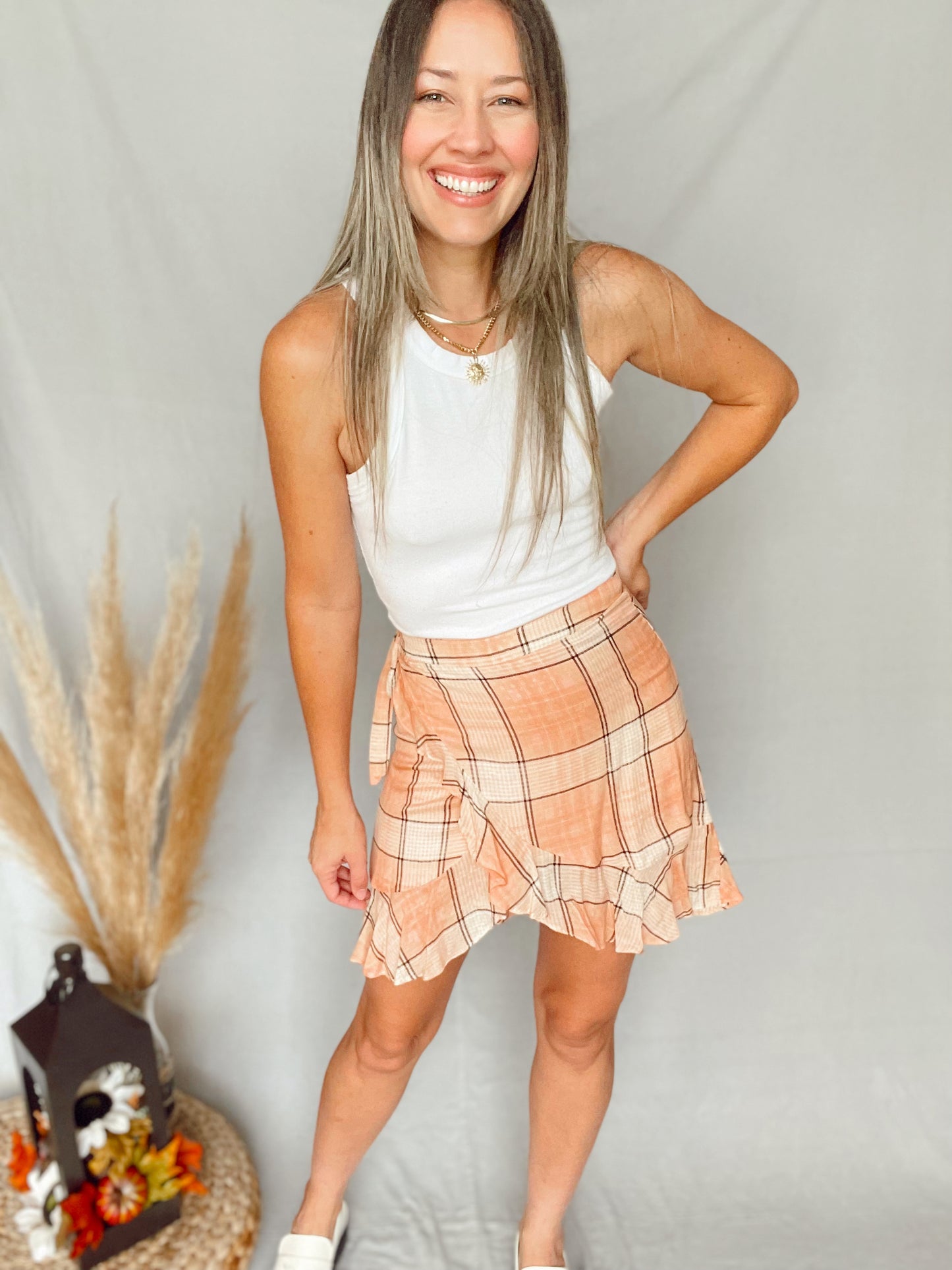 Blush Fannel Wrap Around Skirt