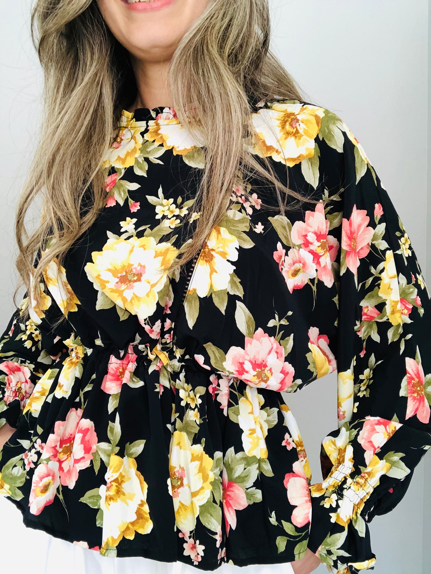 Celina Black Floral Top