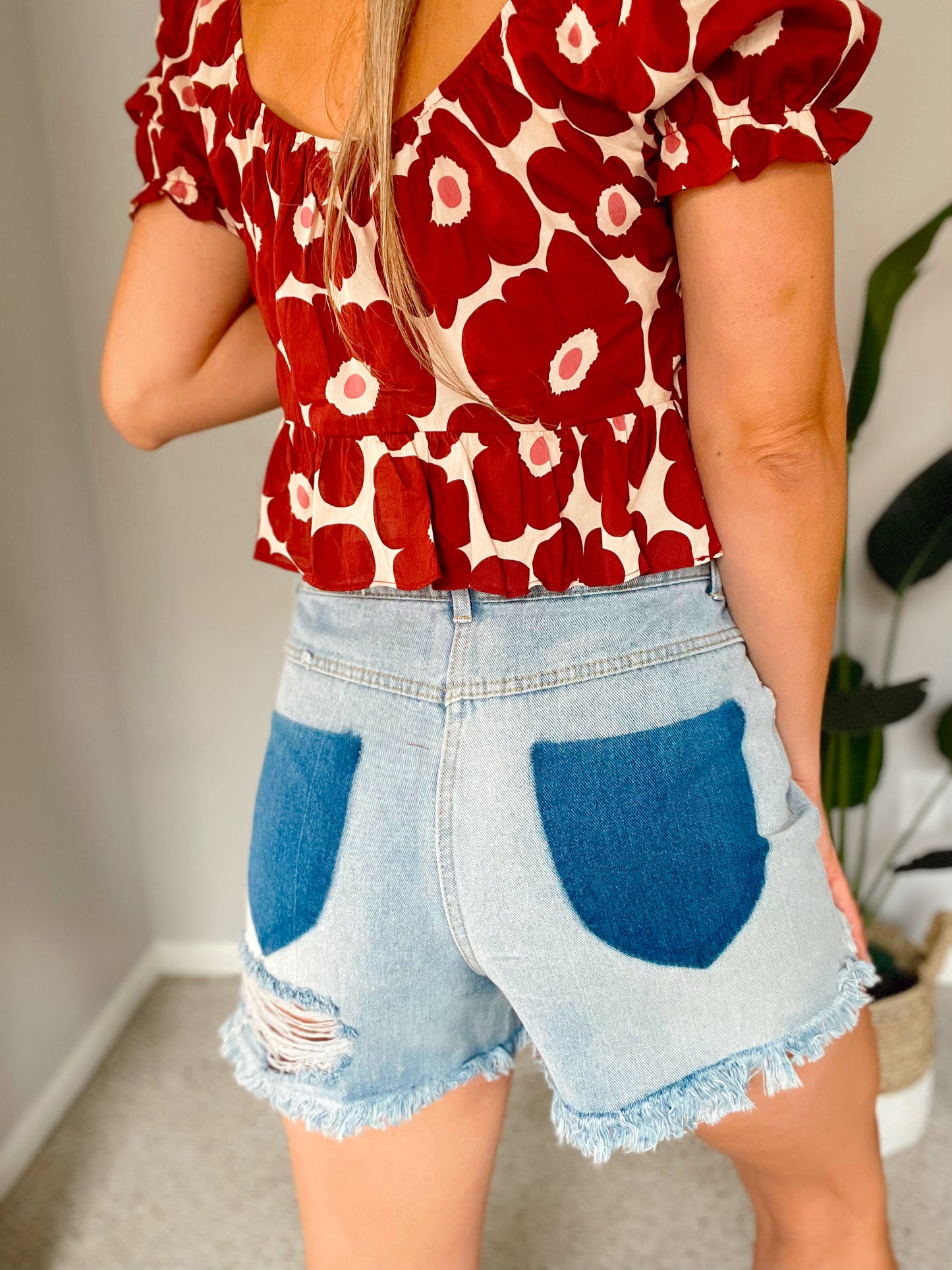 Distressed Denim Shorts