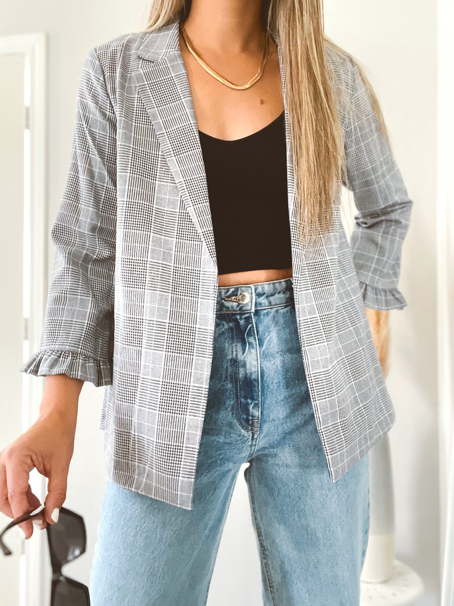 Navy Plaid Blazer