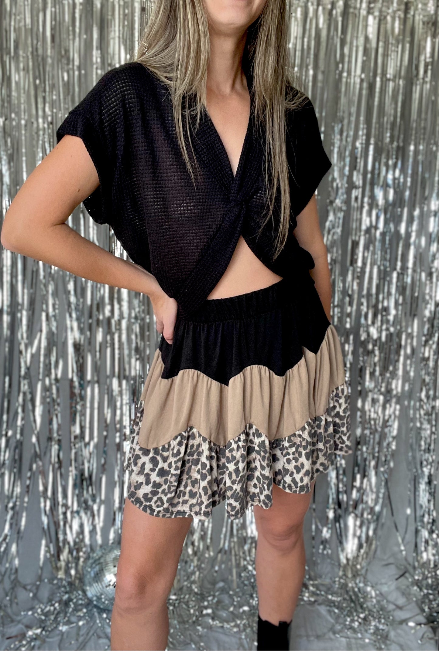 Black Front Twist Top