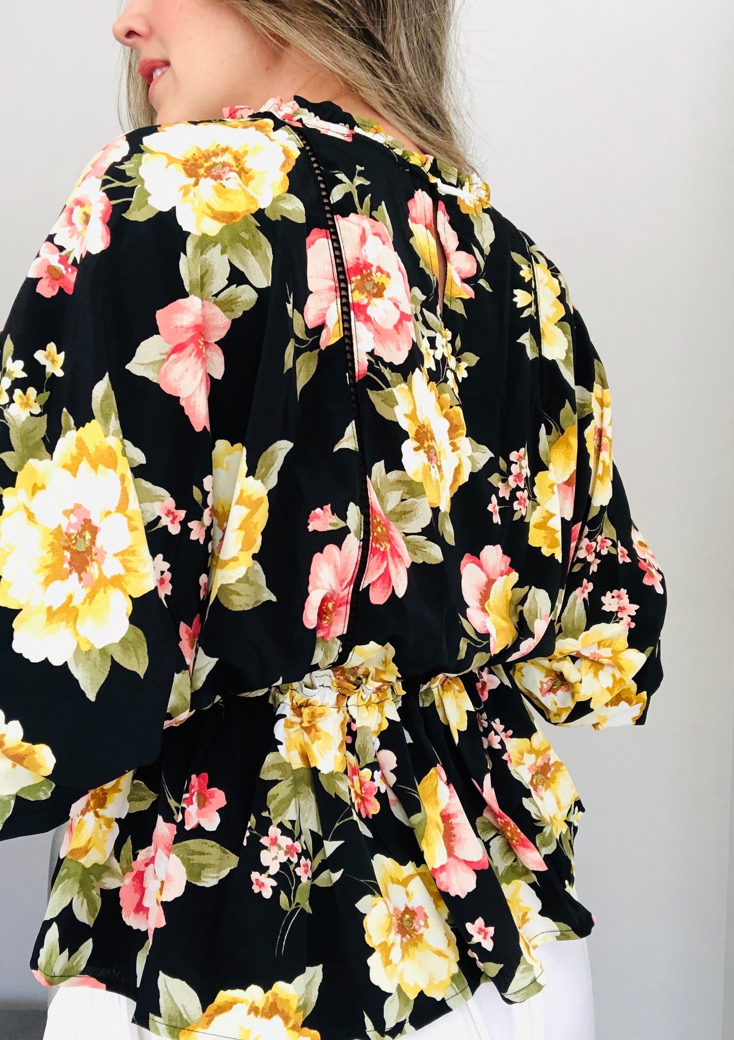 Celina Black Floral Top
