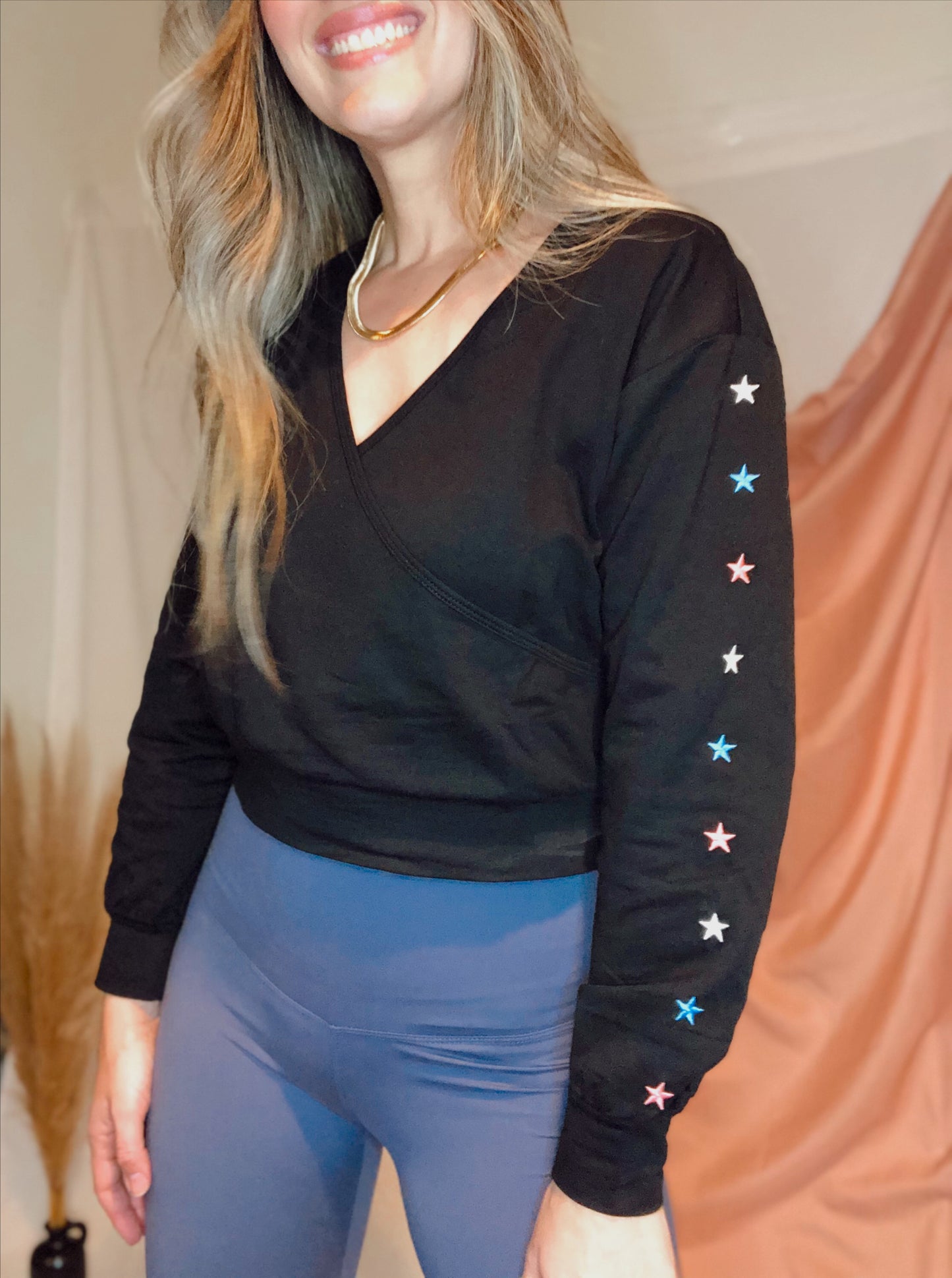 Black Star Crop Sweatshirt