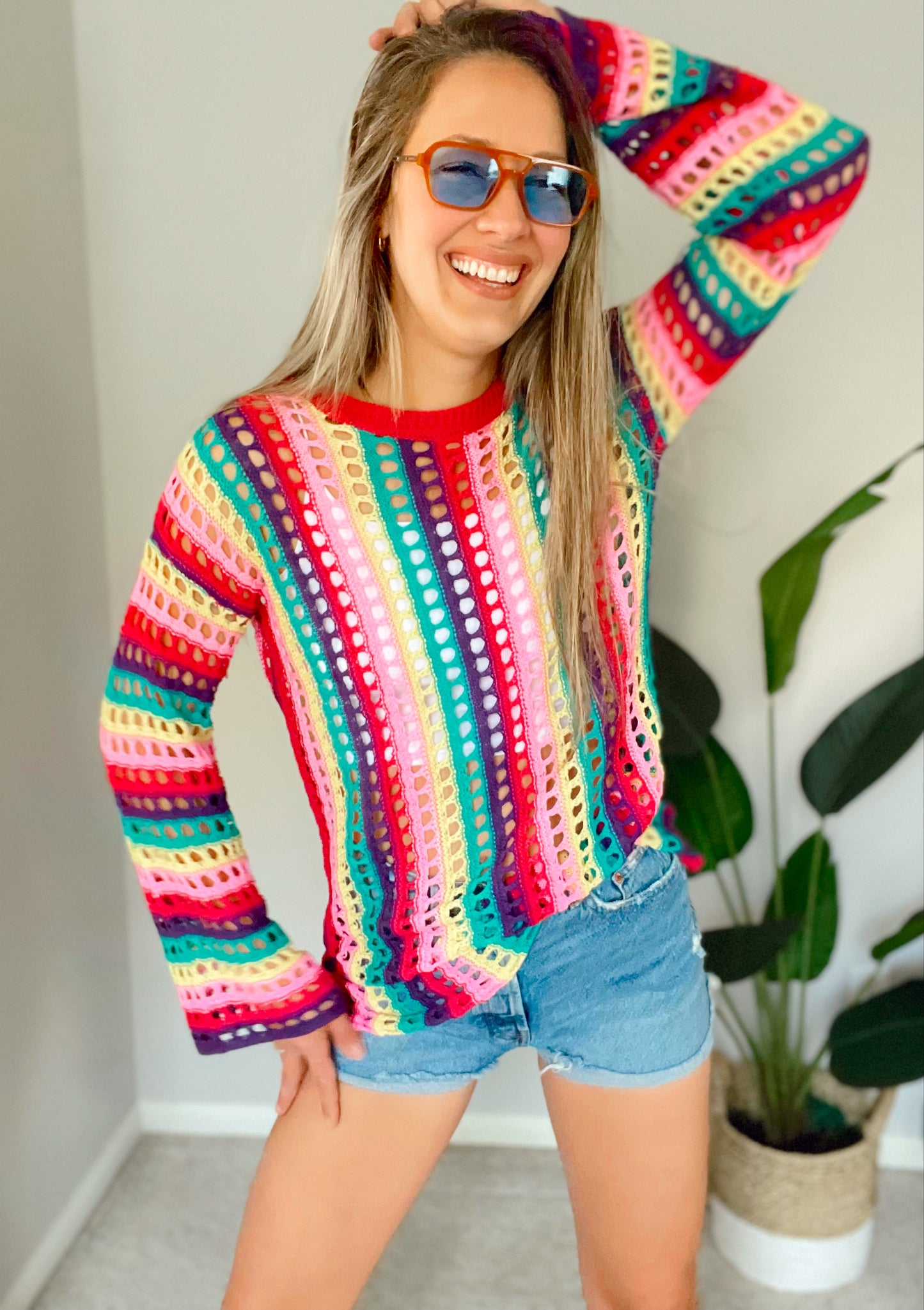 Long Bell Sleeve Crochet Top