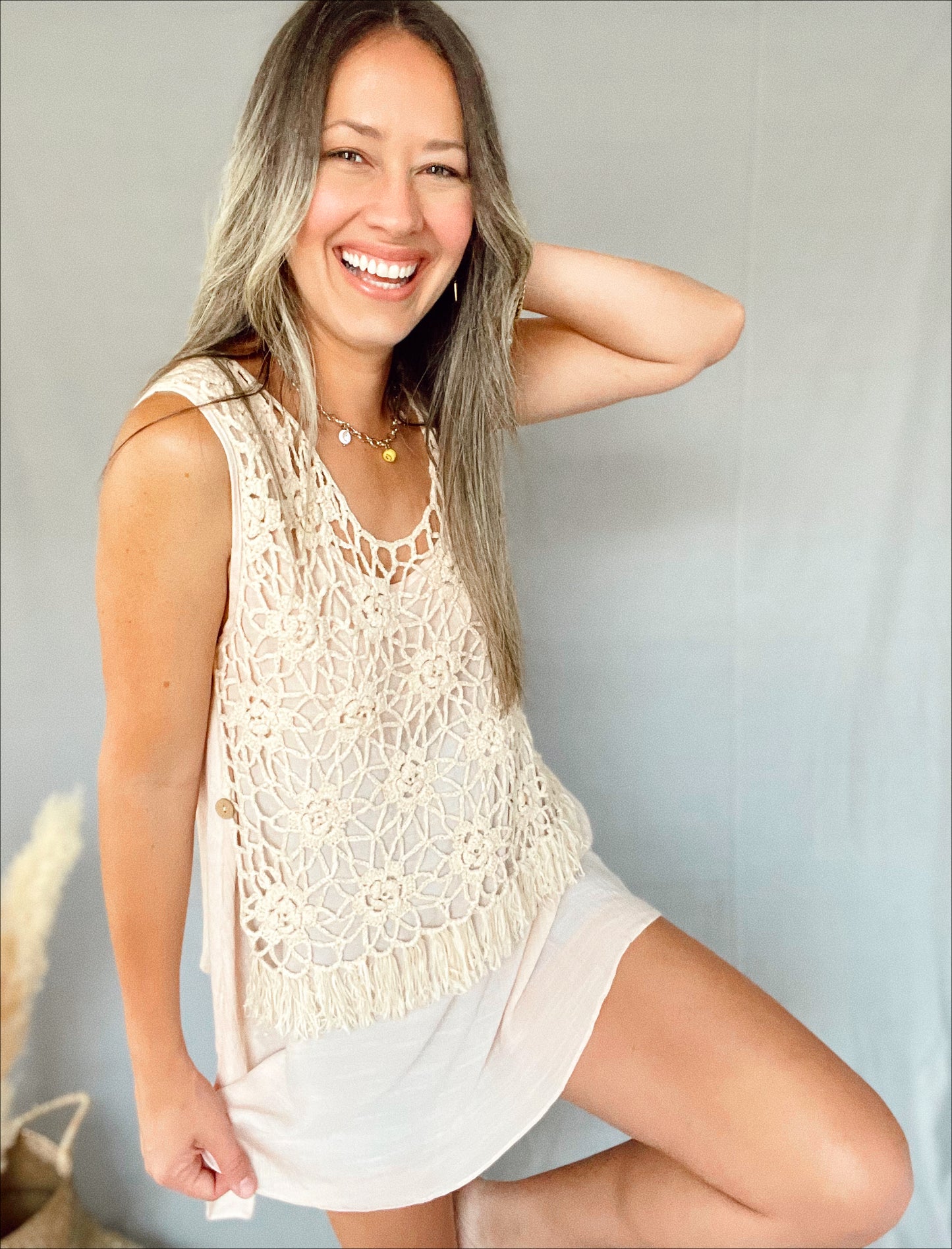 Nelly Peach Crochet Top