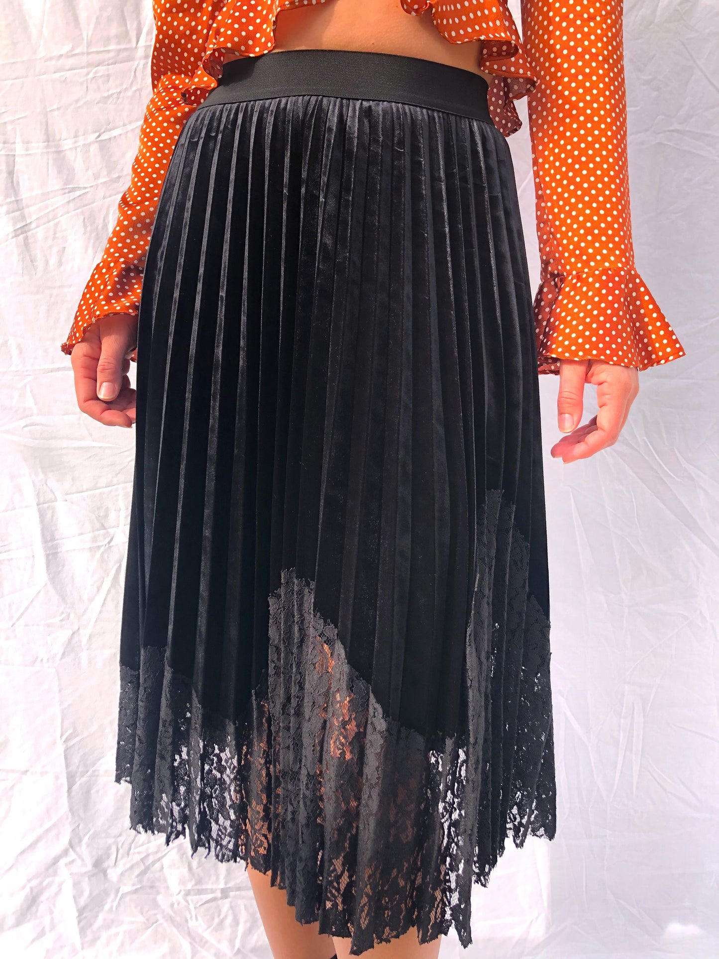 Logan Black Velvet Skirt