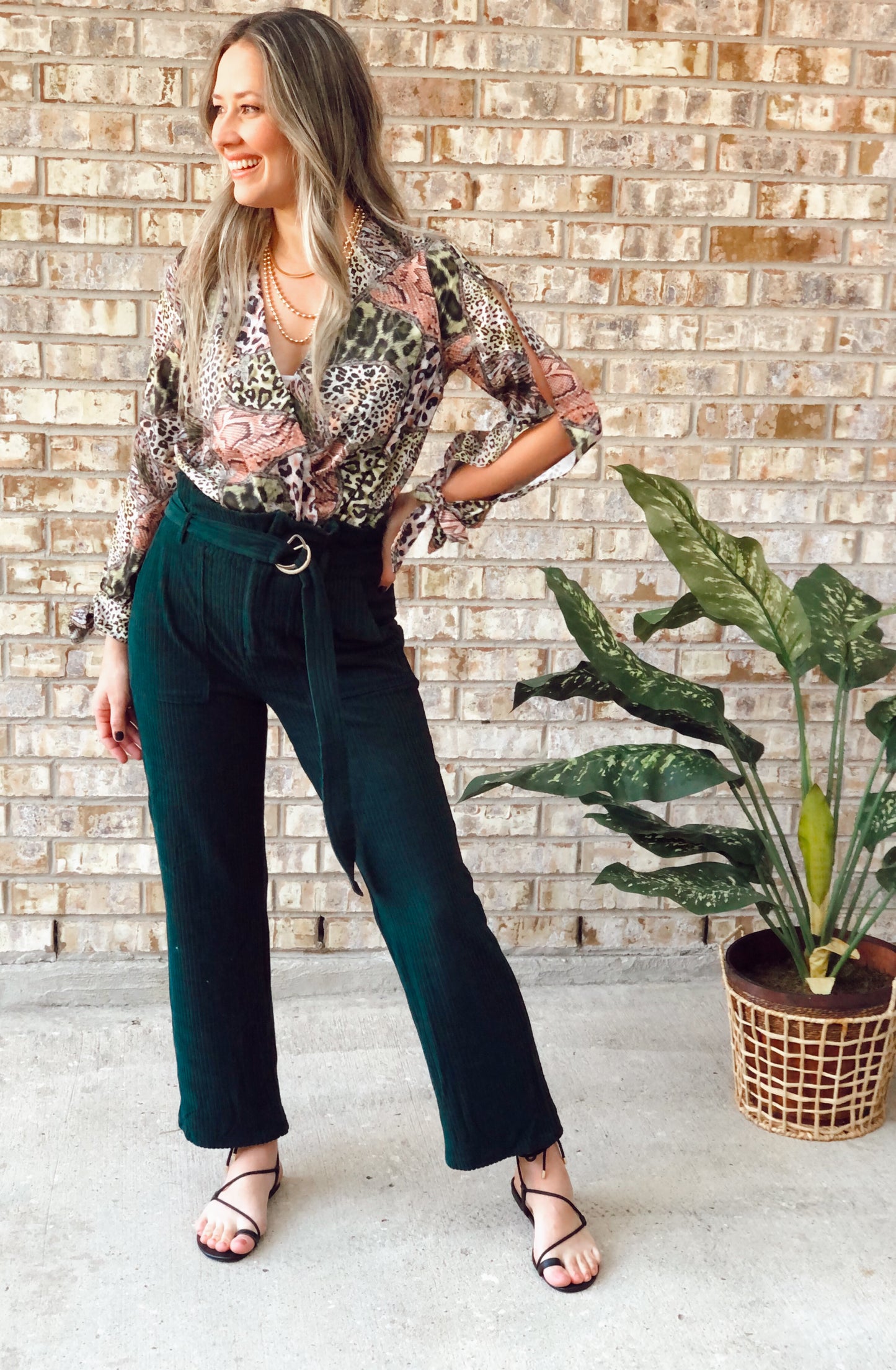 Bianca Olive Animal Print Top