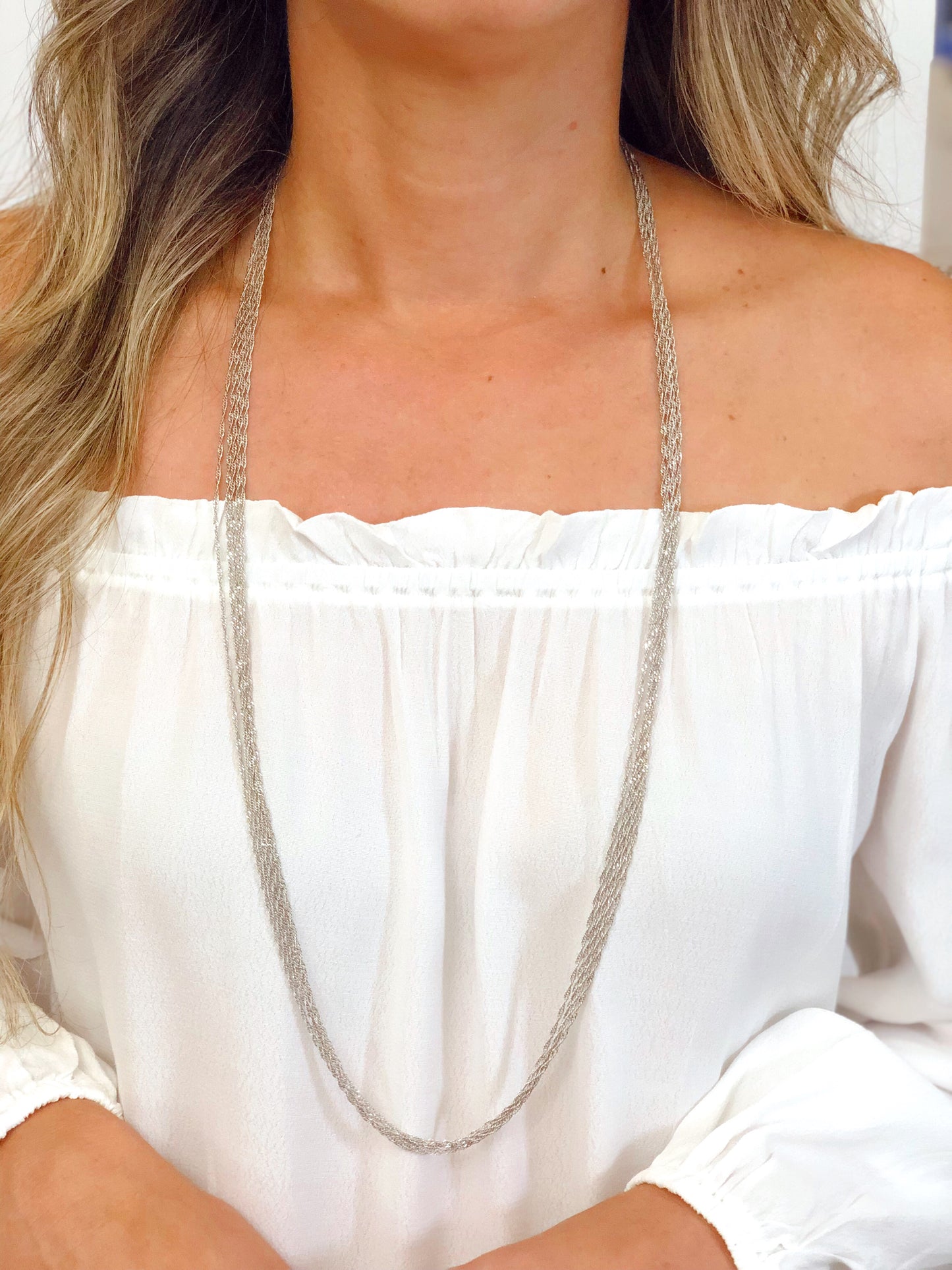 Silver Multi Chain Twisted Necklace