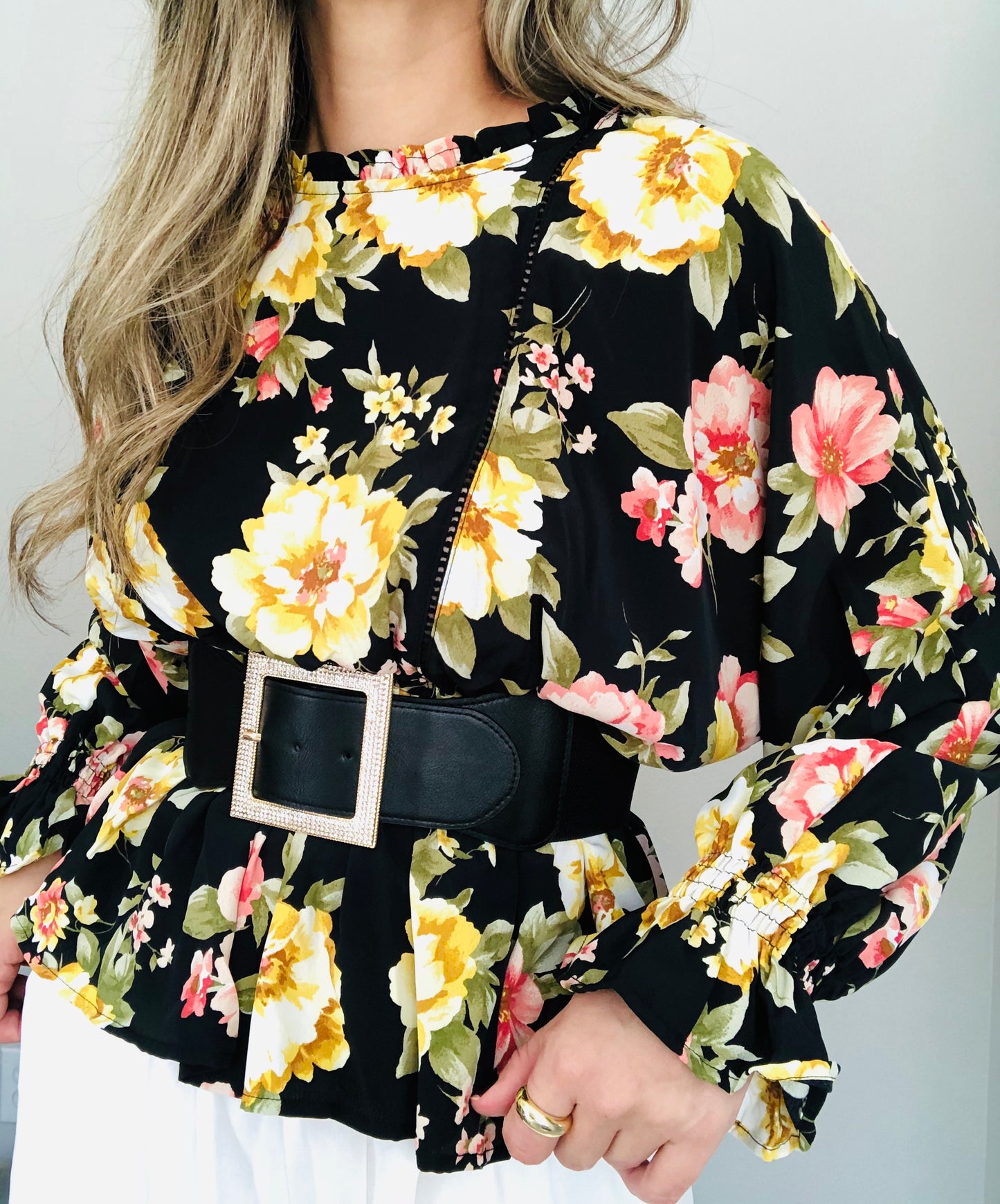 Celina Black Floral Top