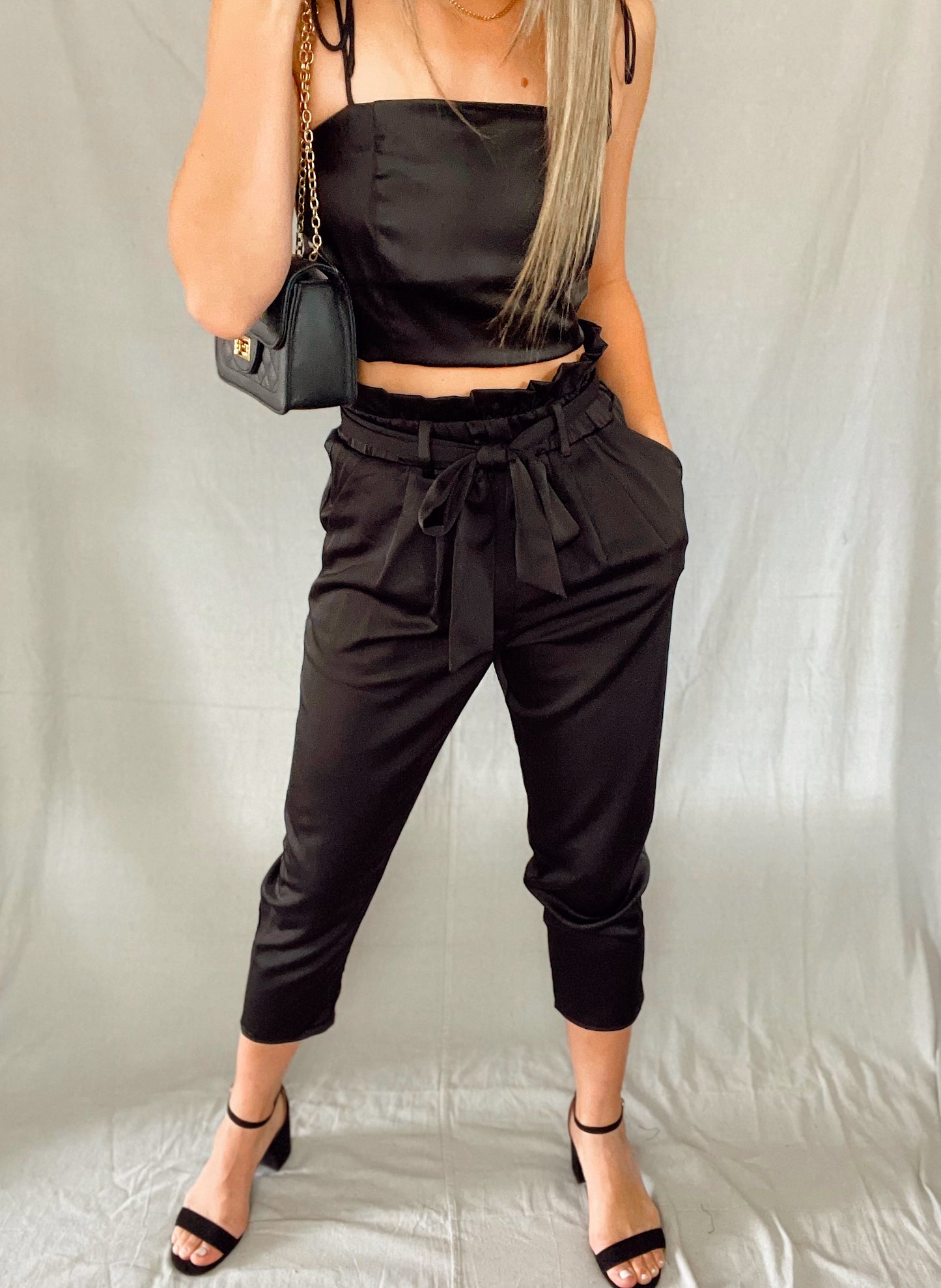 Black Satin Pants