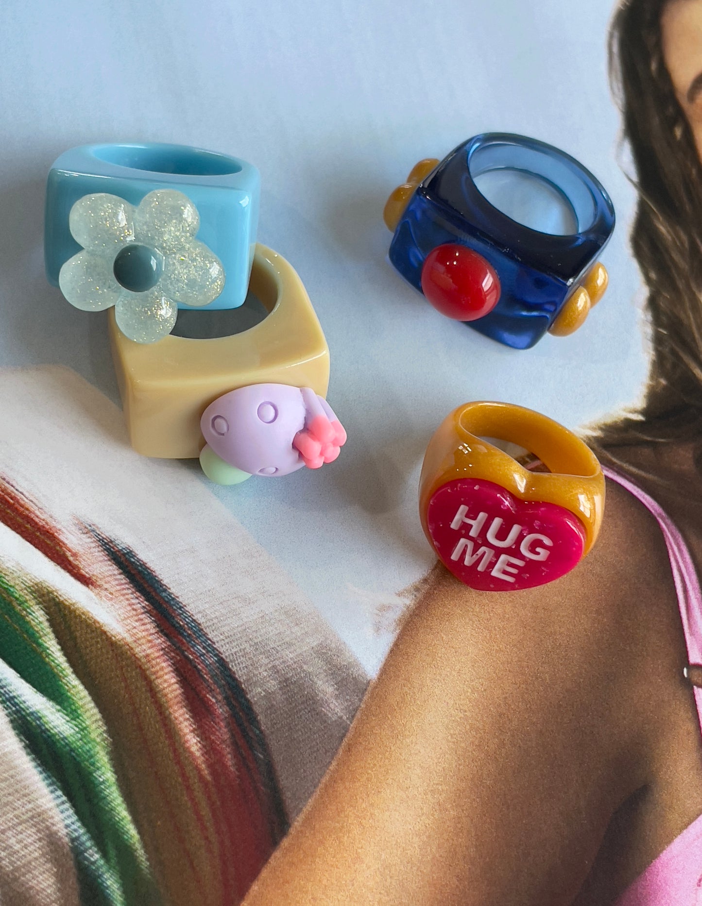 Chunky Acrylic Colorful Ring