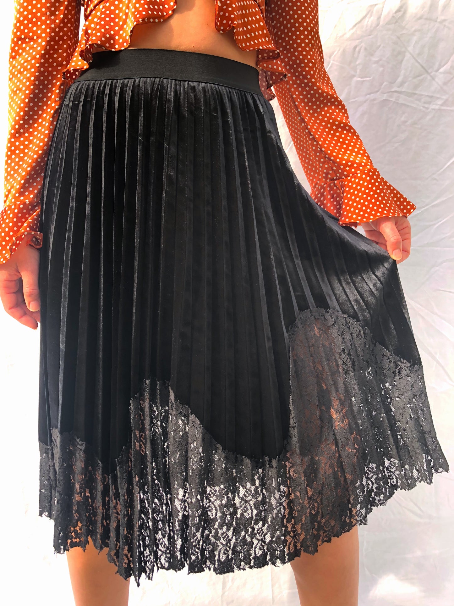 Logan Black Velvet Skirt