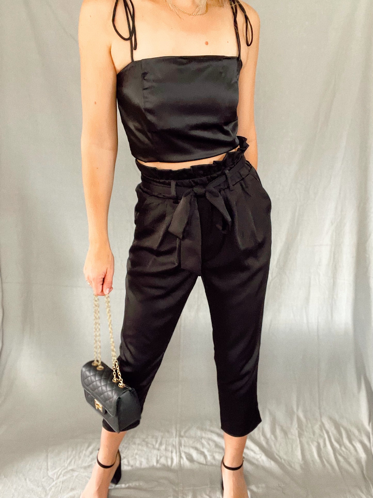 Black Satin Pants
