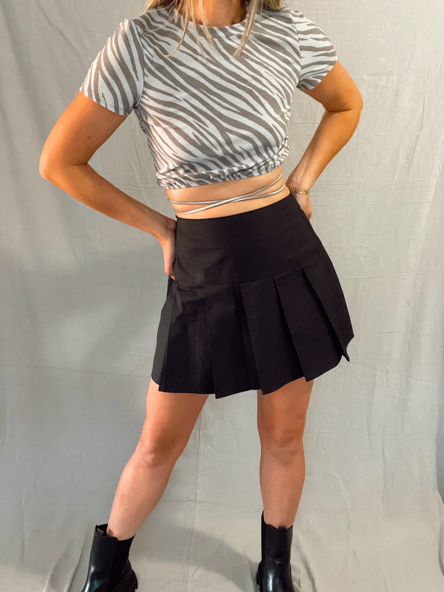 Light Blue/ Gray Zebra Print Top