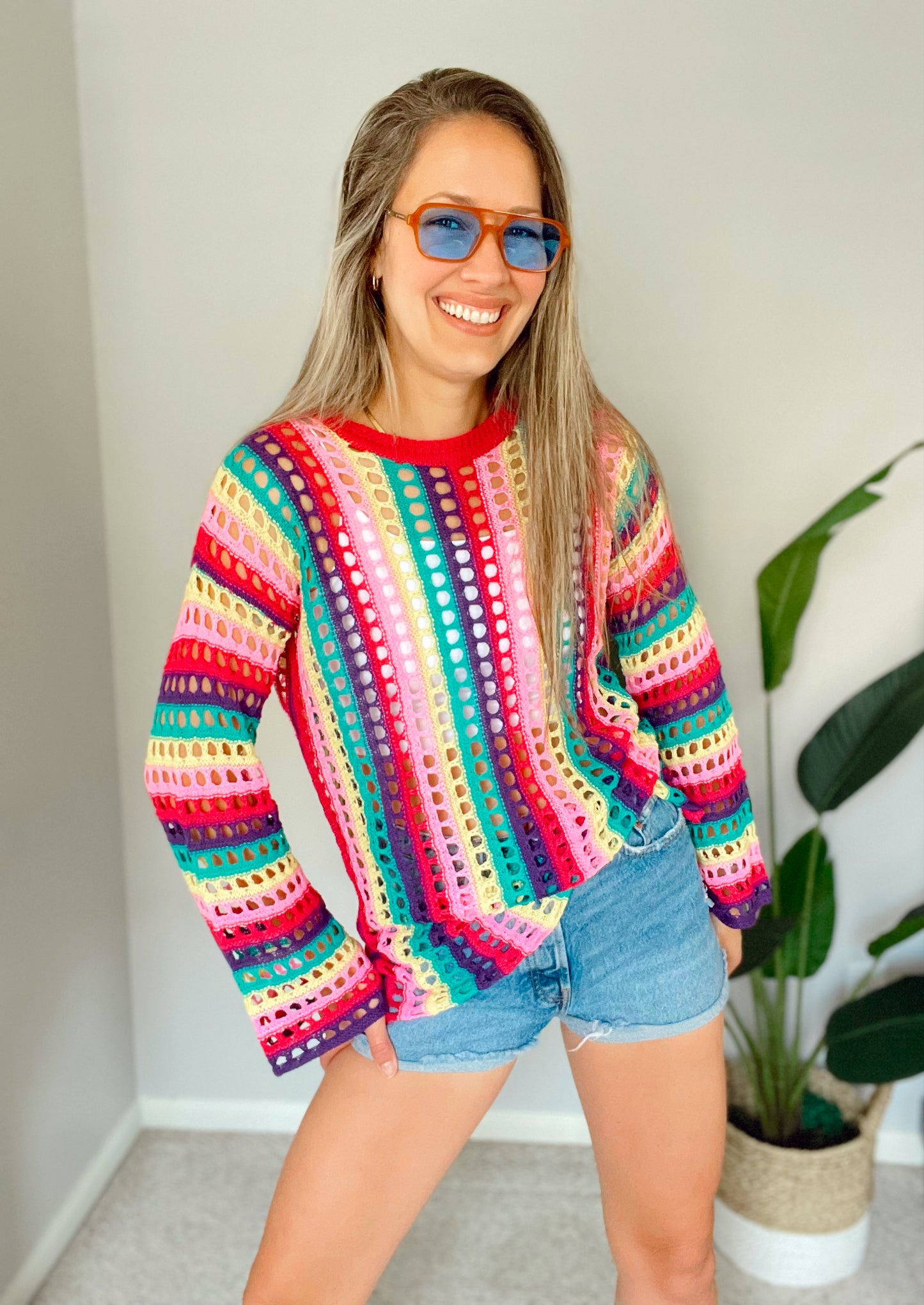 Long Bell Sleeve Crochet Top