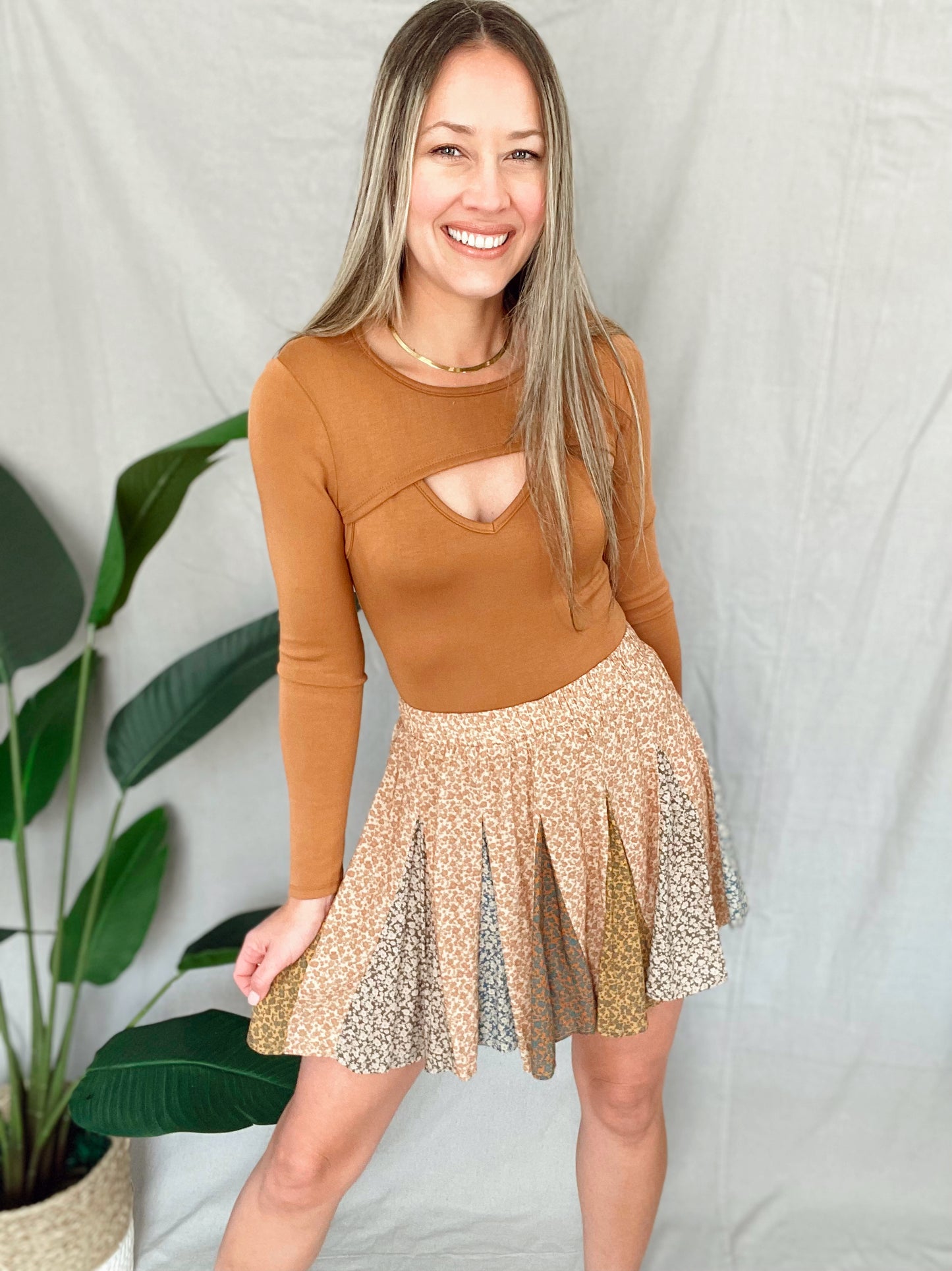 Peach Multi Floral Skirt