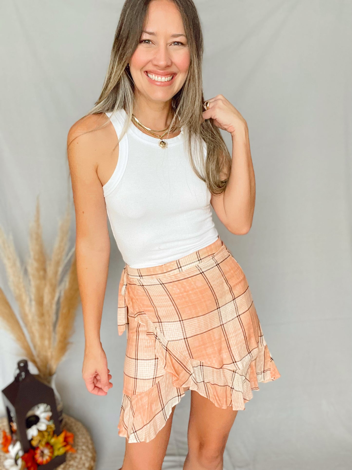 Blush Fannel Wrap Around Skirt