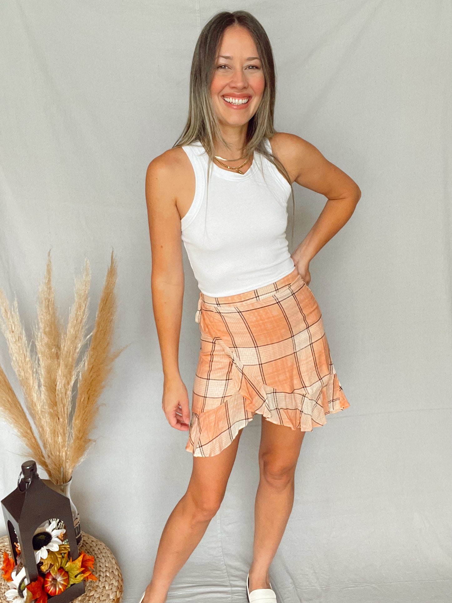 Blush Fannel Wrap Around Skirt