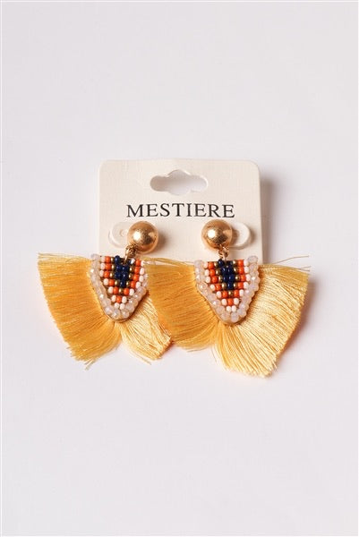 Tribal Yellow Fringe Earrings