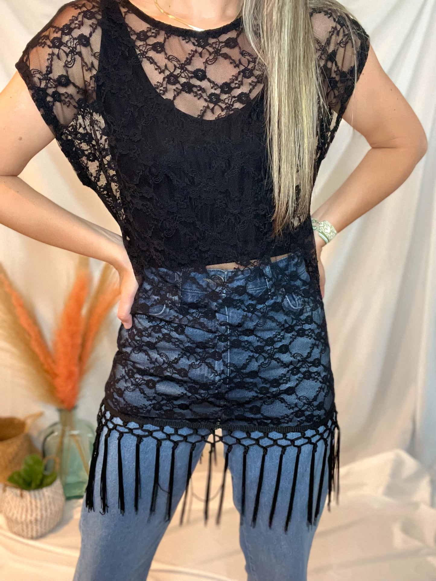 Elena Black Top/Cover Up