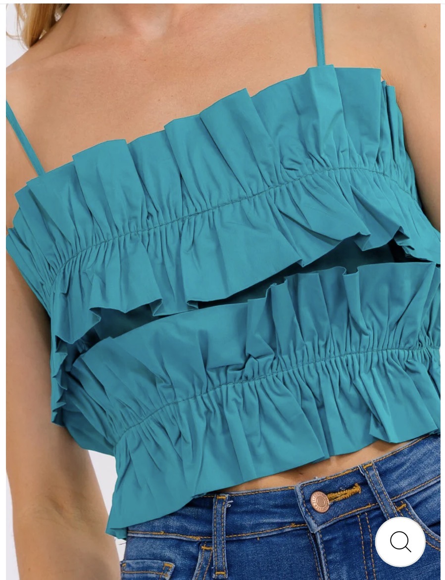 Teal Ruffle Crop Top