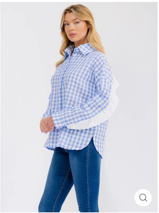 Blue Plaid Top