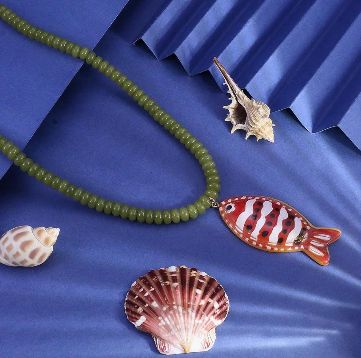 Fish green necklace
