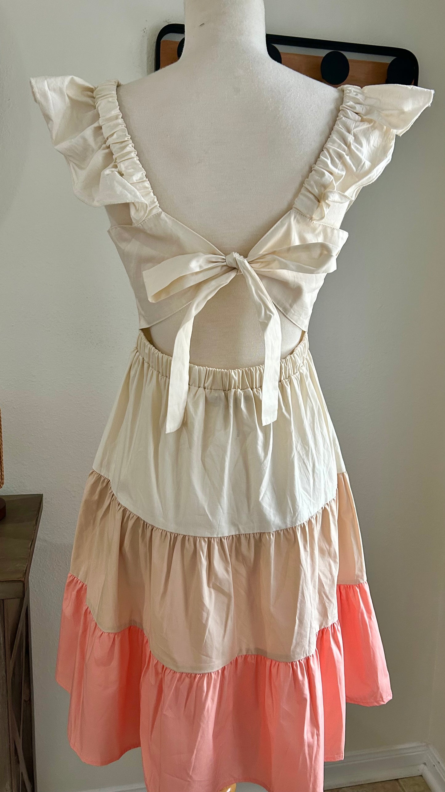 Coral color block Dress