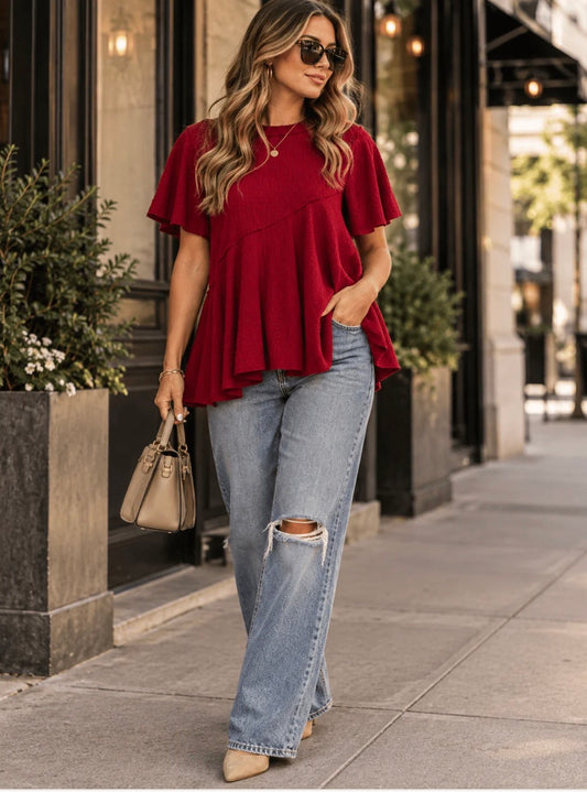 Lucia Burgundy Tunic Blouse