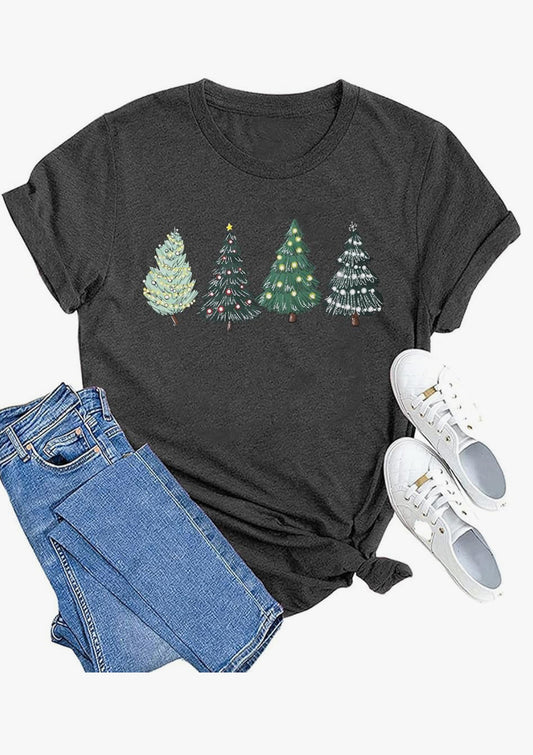 Green Christmas tree Gray T-shirt