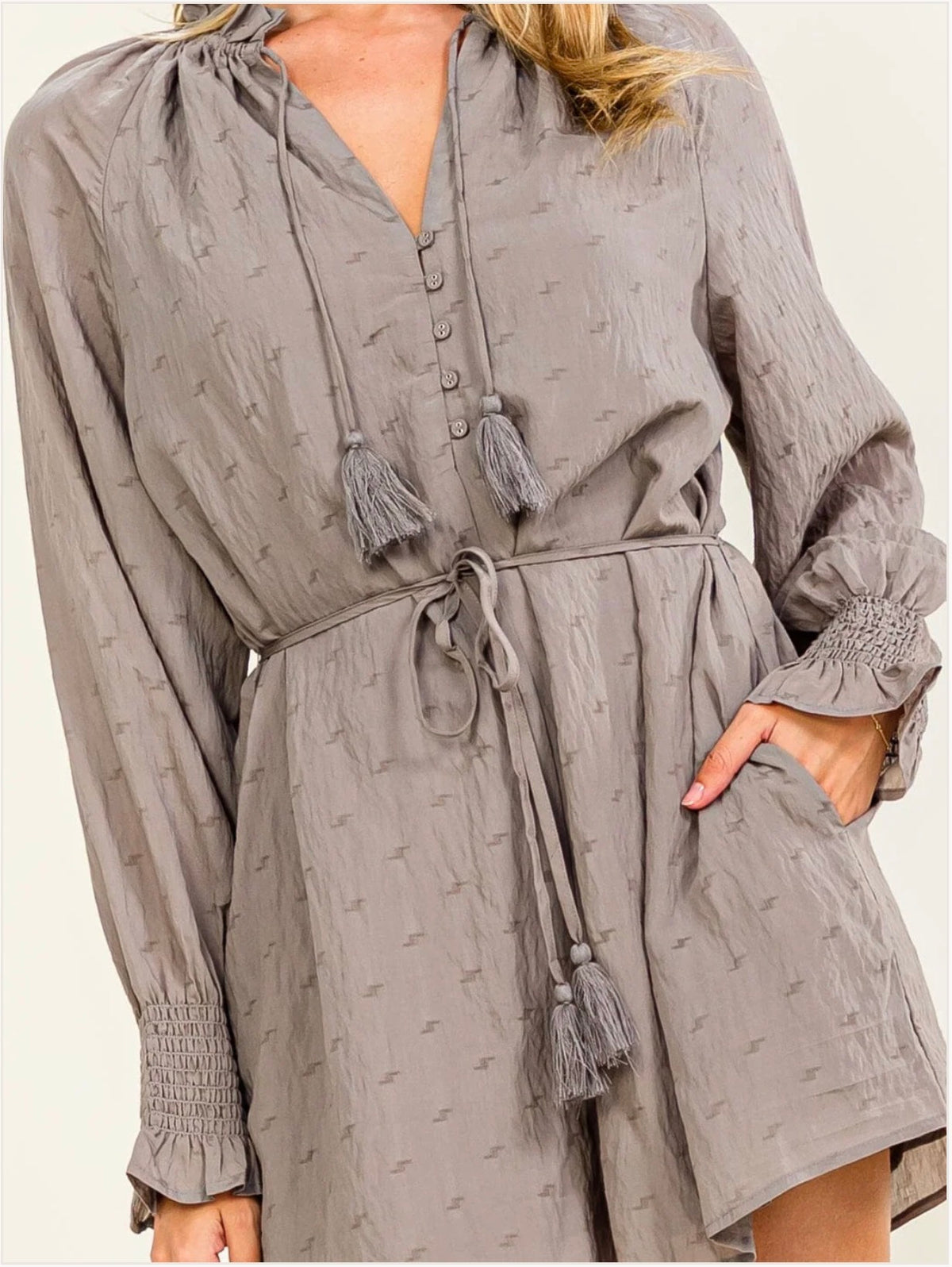 Sienna Long Sleeve Gray Romper