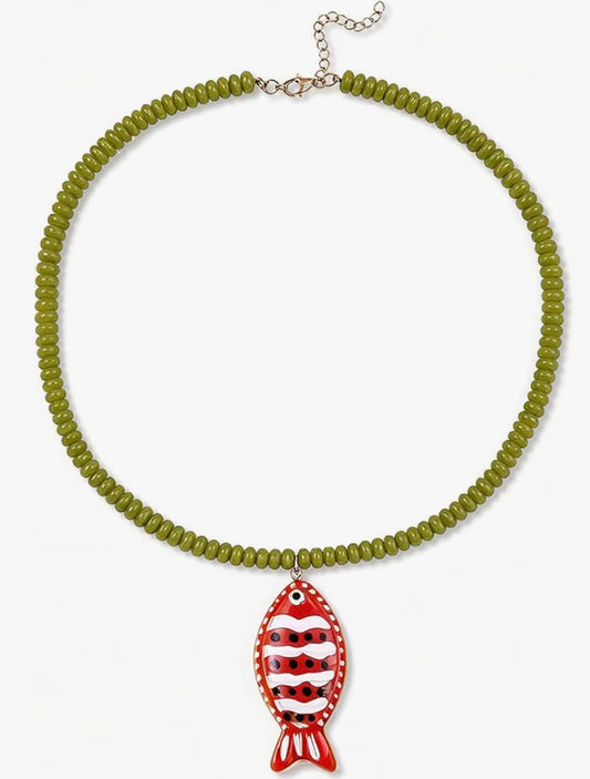 Fish green necklace